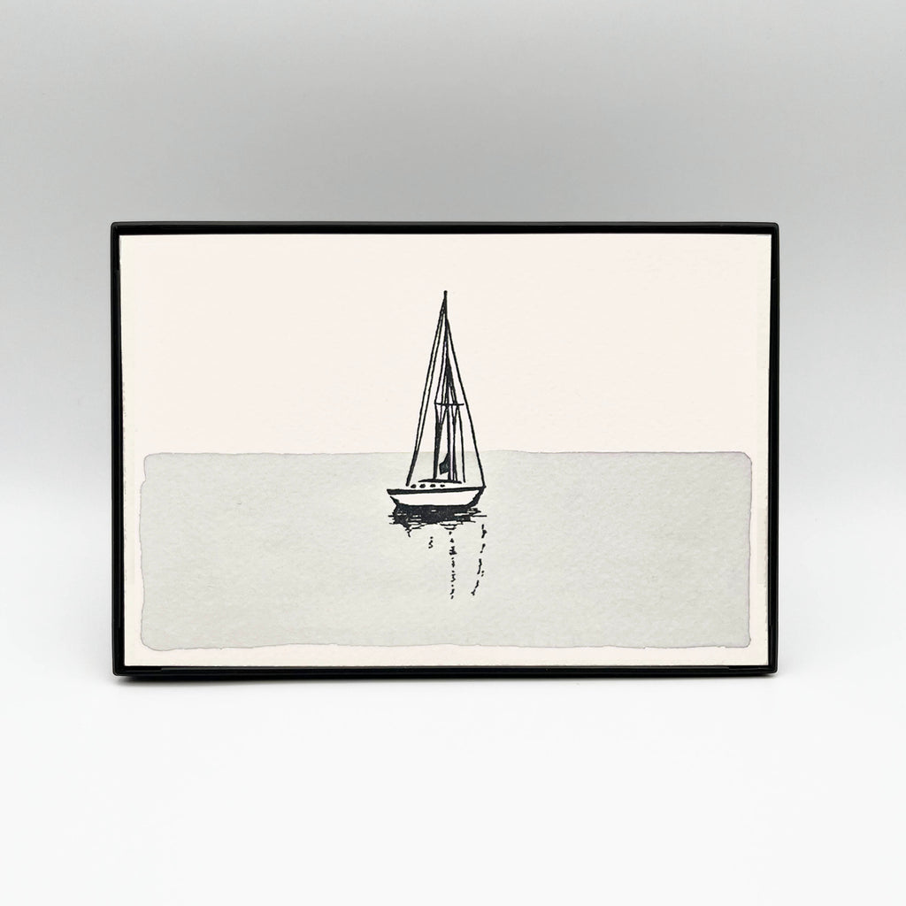 4 x 6" Horizontal Sailboat in Water II Artwork