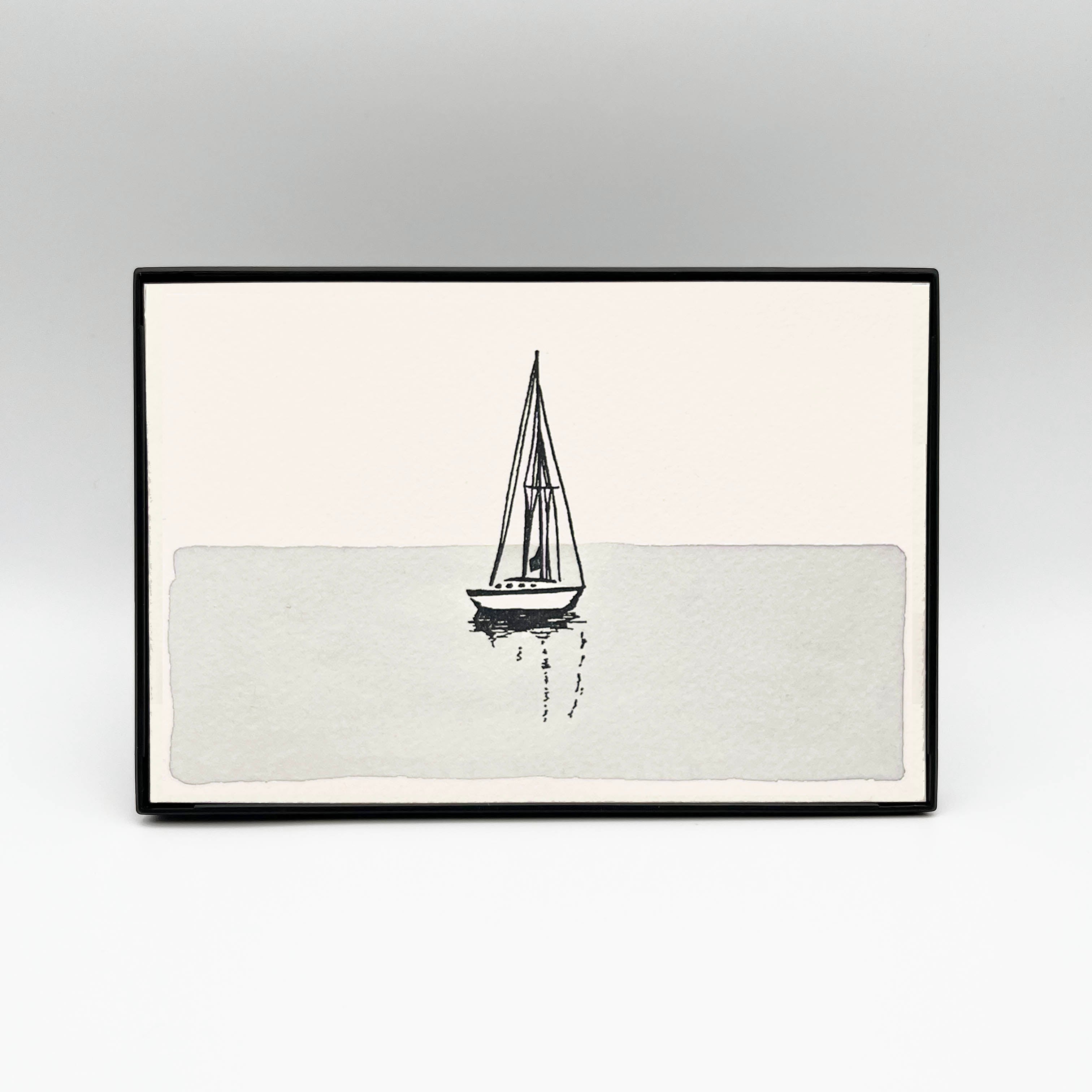 4 x 6" Horizontal Sailboat in Water II Artwork