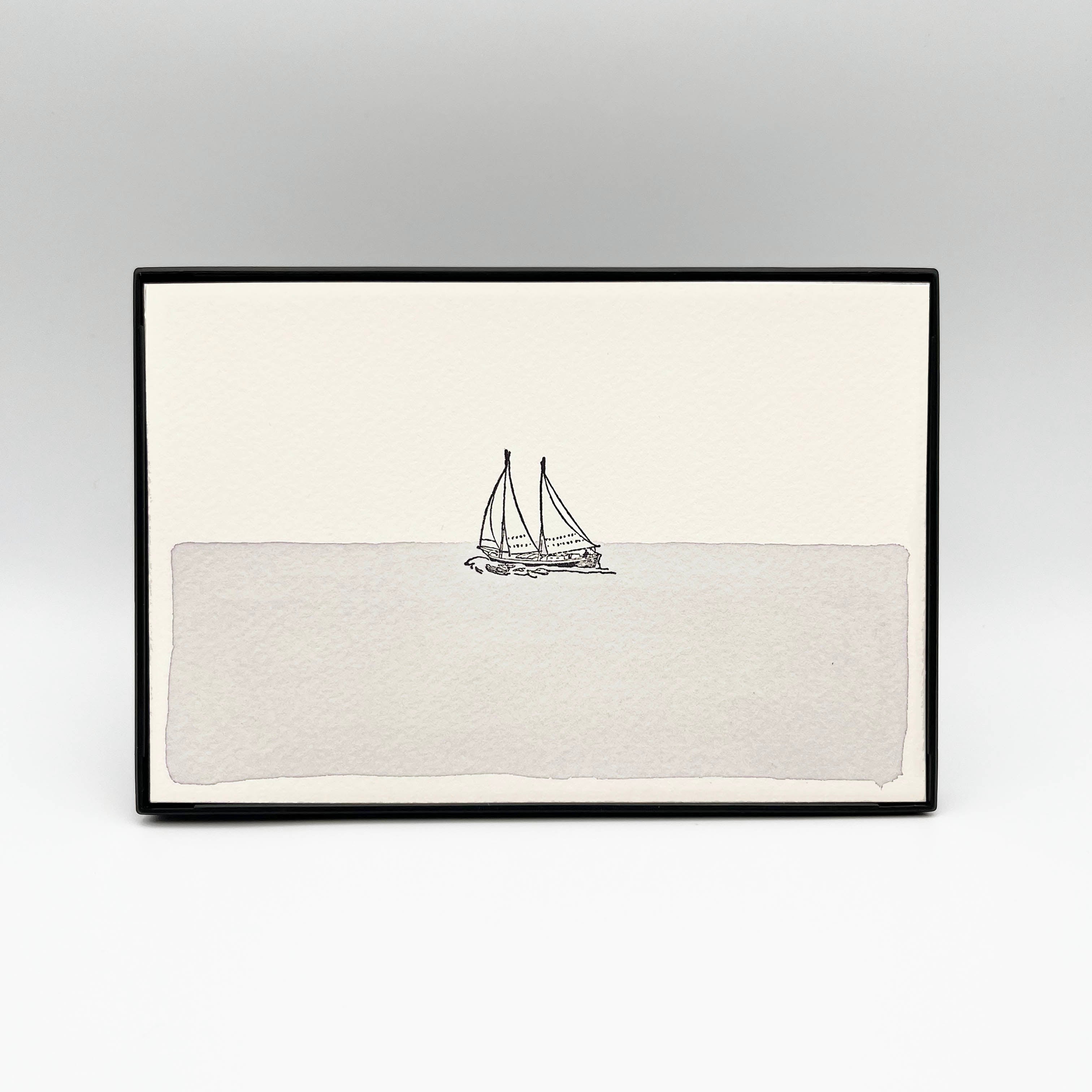 4 x 6" Horizontal Sailboat in Water Artwork