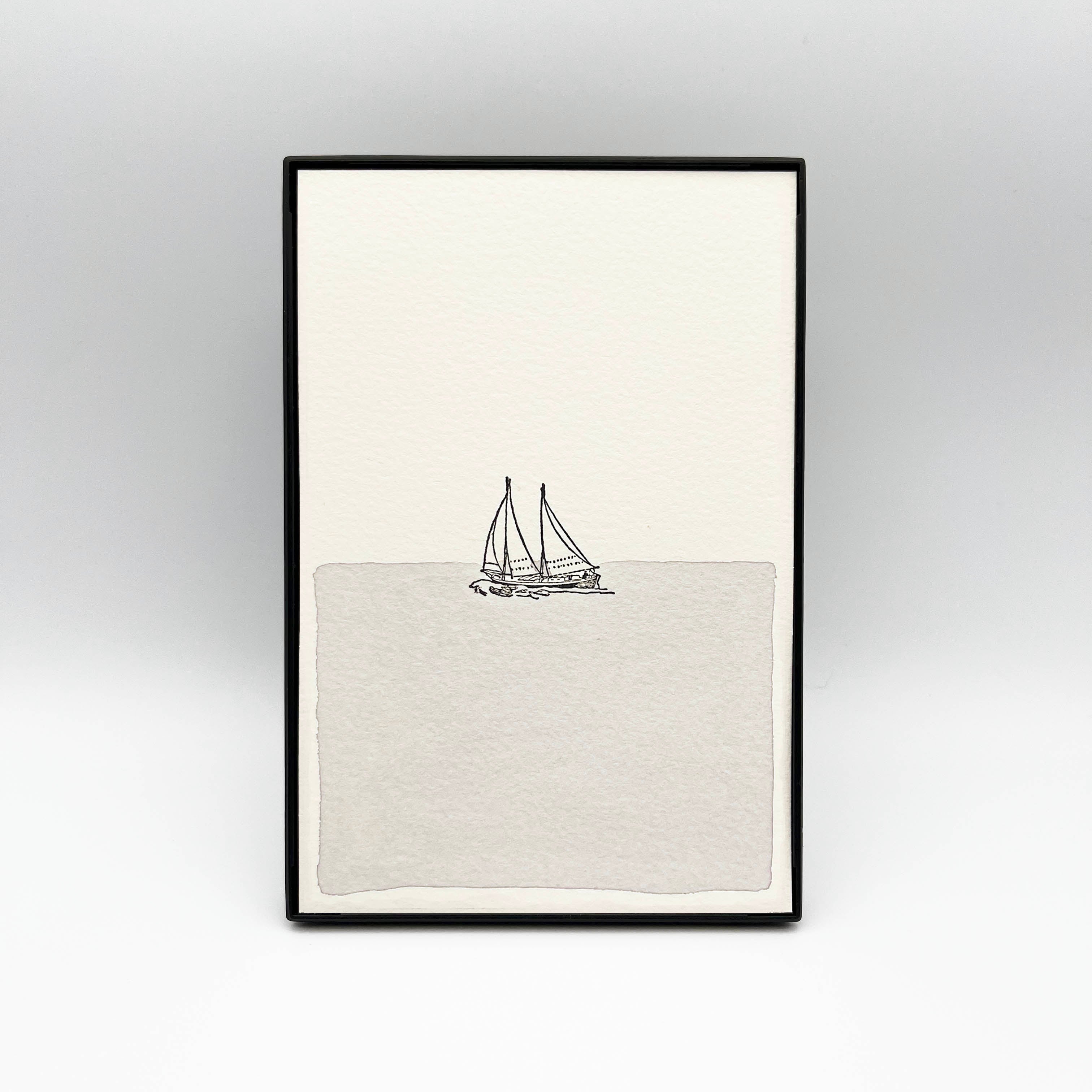 4 x 6" Vertical Sailboat in Water Artwork