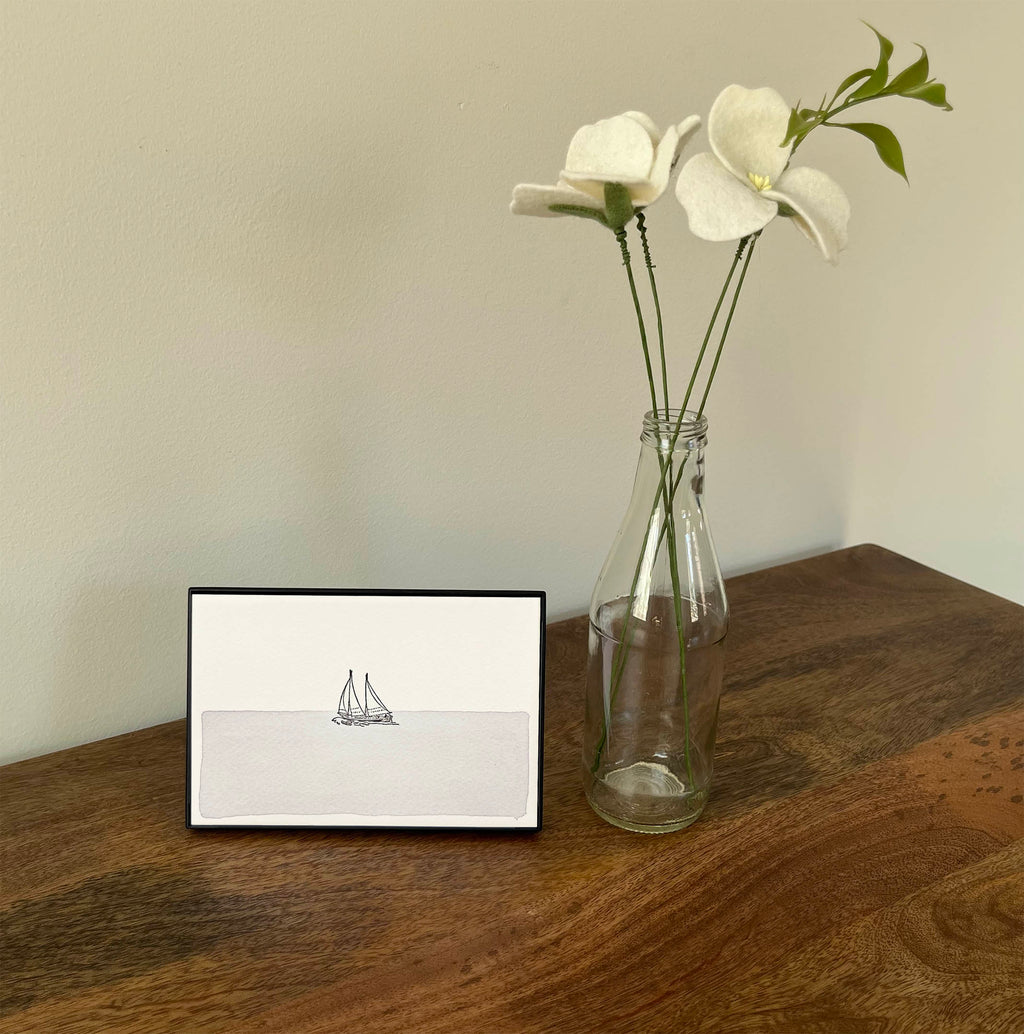 4 x 6" Horizontal Sailboat in Water Artwork