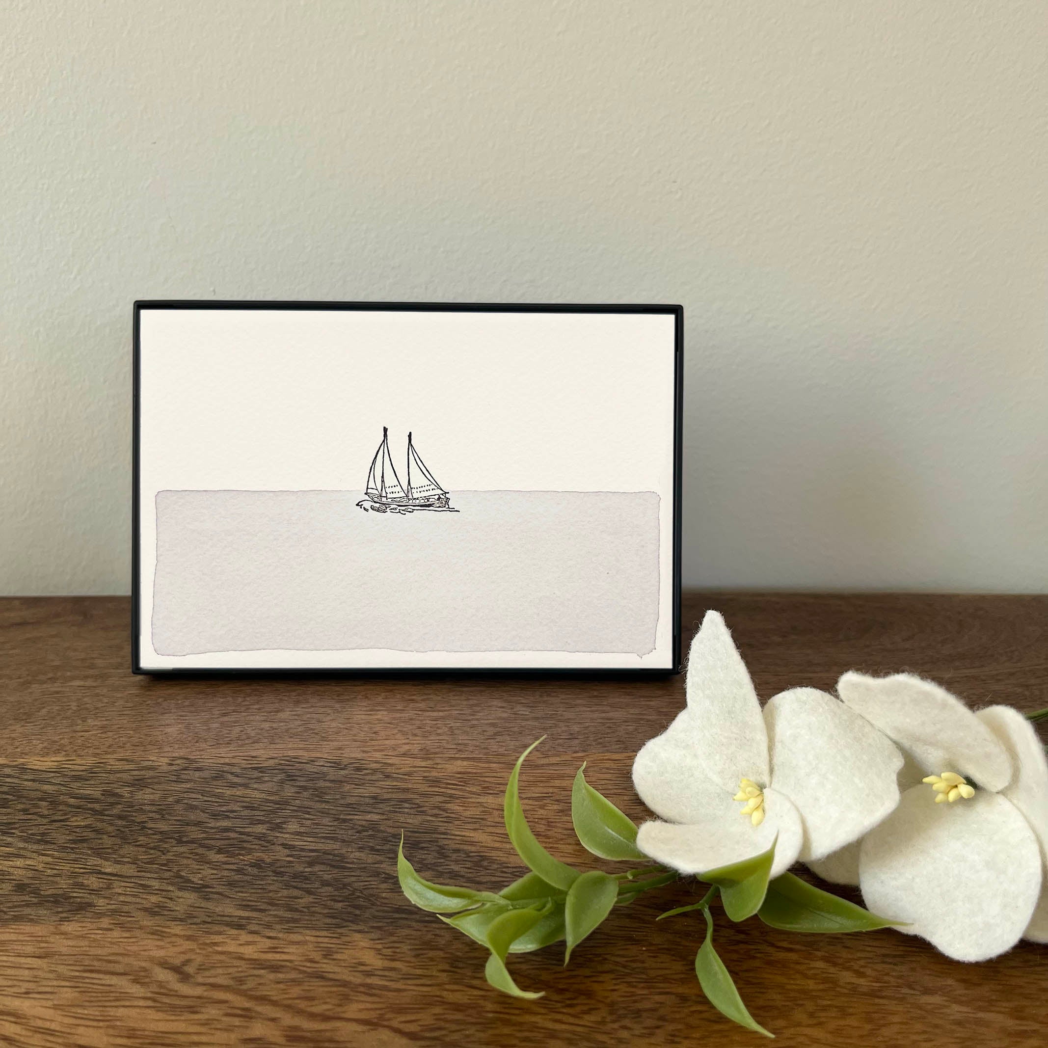 4 x 6" Horizontal Sailboat in Water Artwork