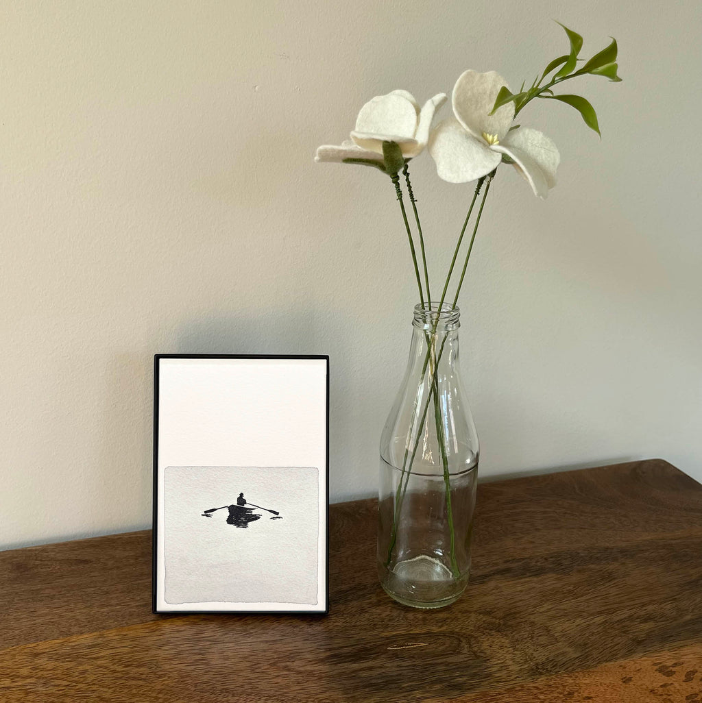 4 x 6" Vertical Rowboat in Water II Artwork