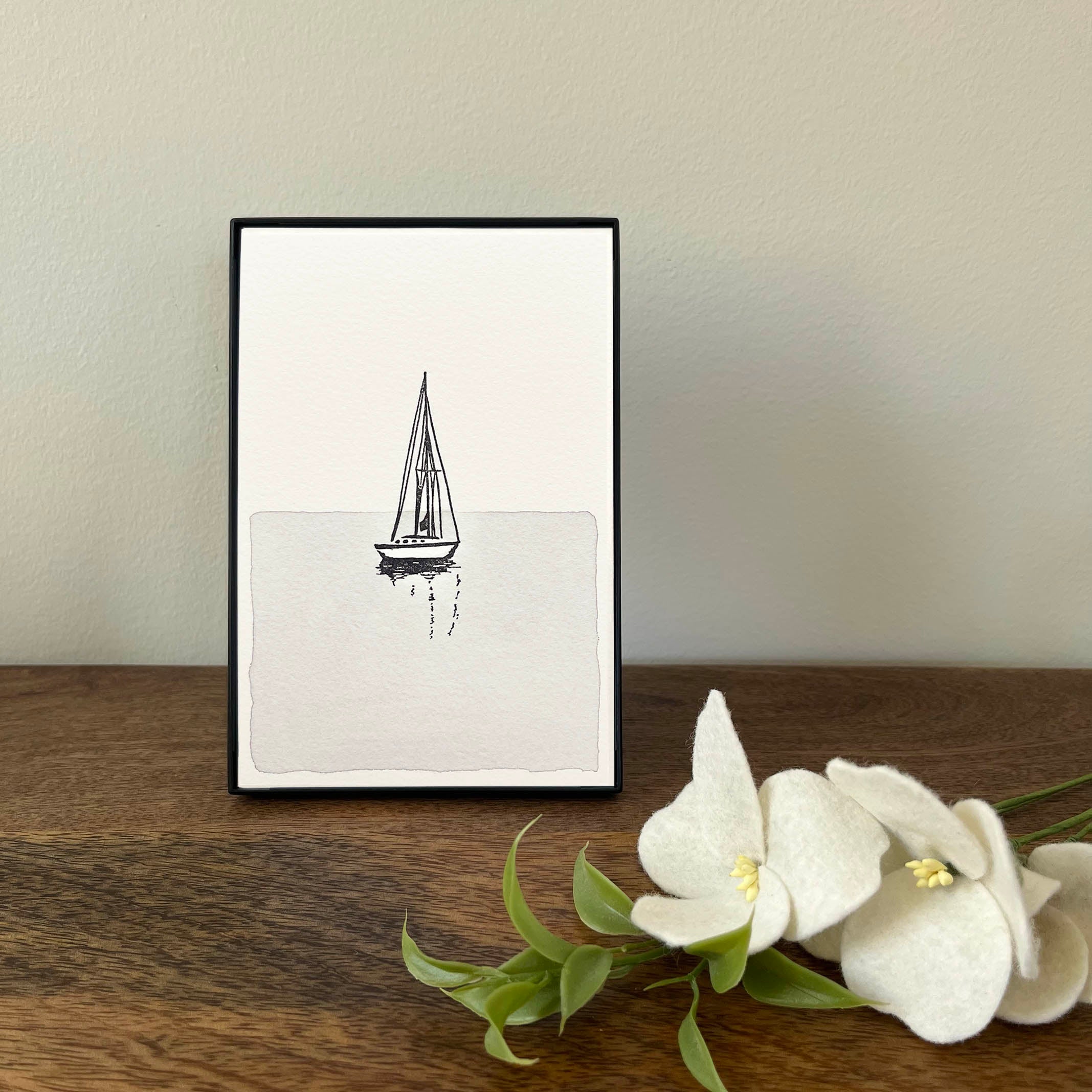 4 x 6" Vertical Sailboat in Water II Artwork
