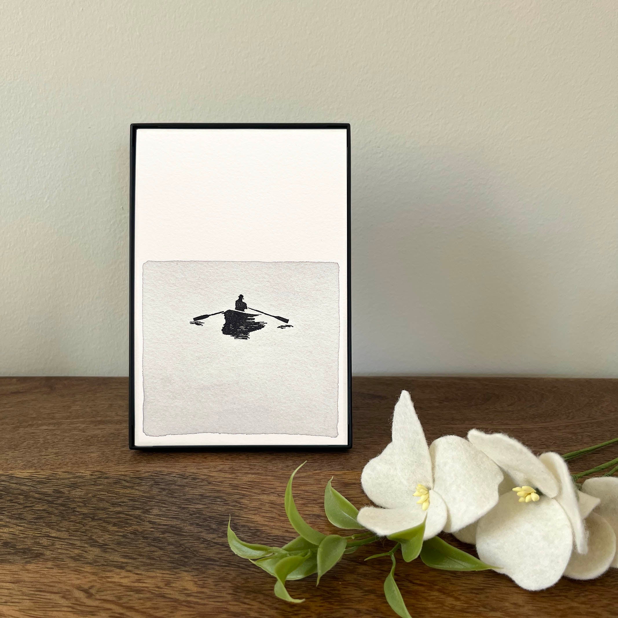4 x 6" Vertical Rowboat in Water II Artwork