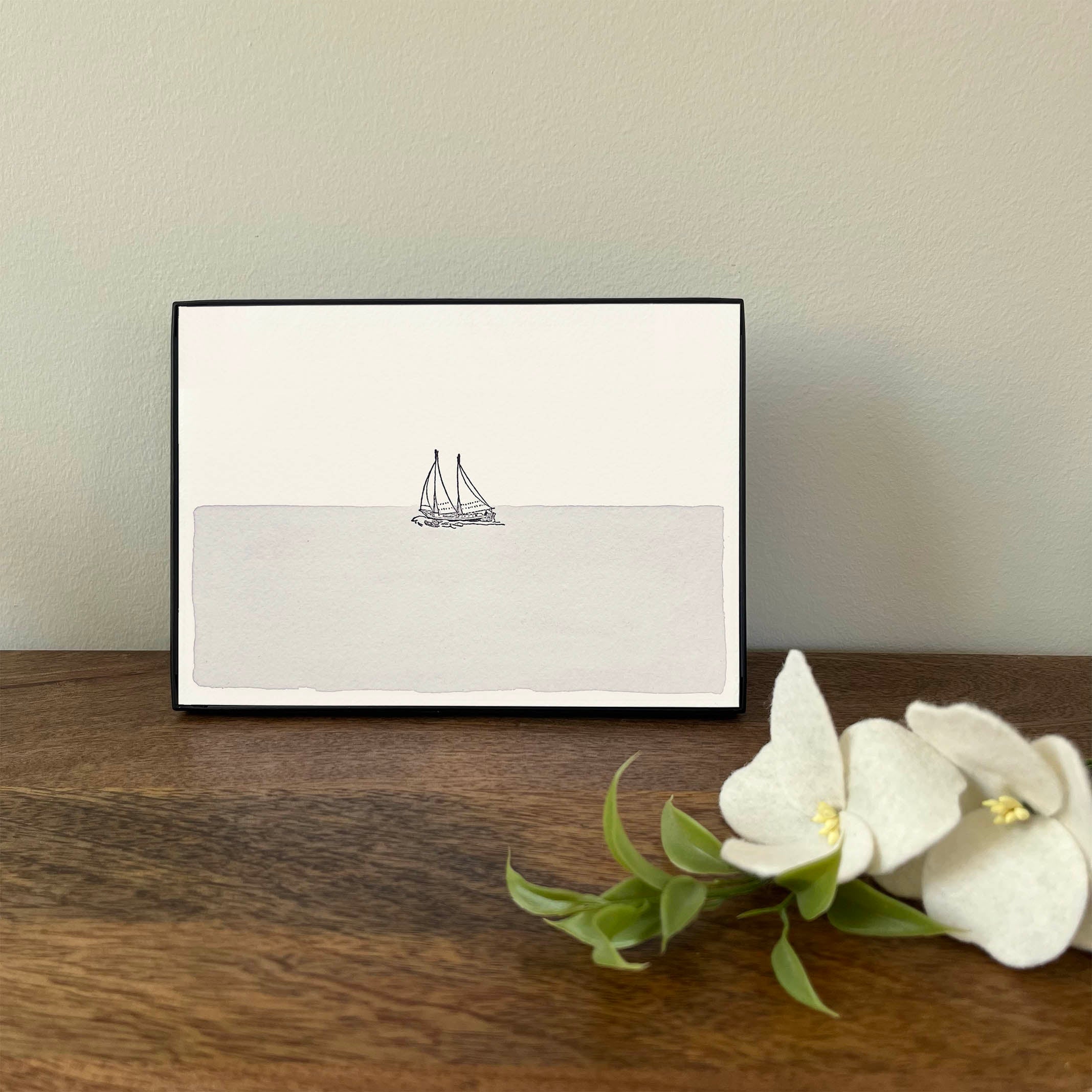 5 x 7" Horizontal Sailboat in Water Artwork