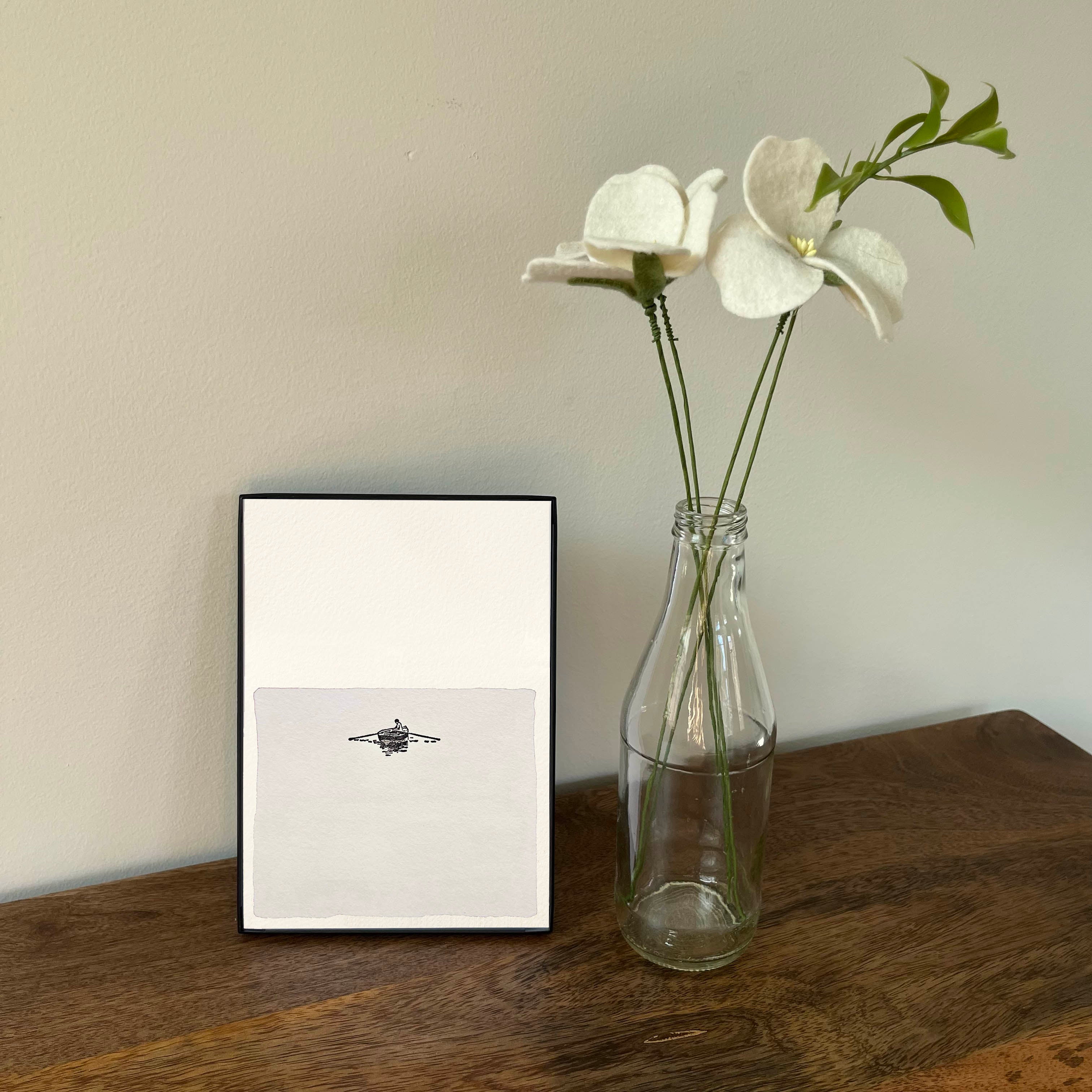 5 x 7" Vertical Rowboat in Water Artwork