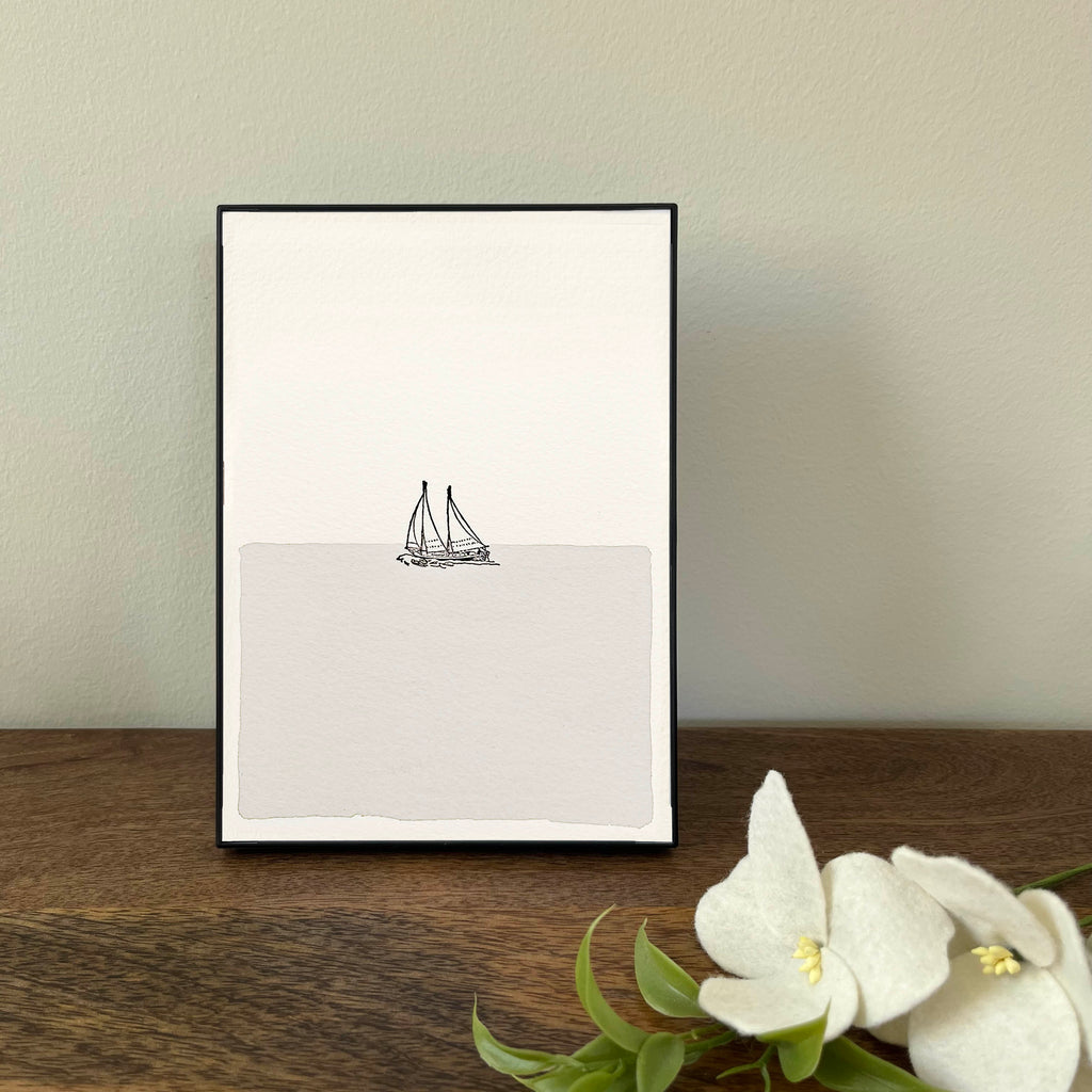 5 x 7" Vertical Sailboat in Water Artwork