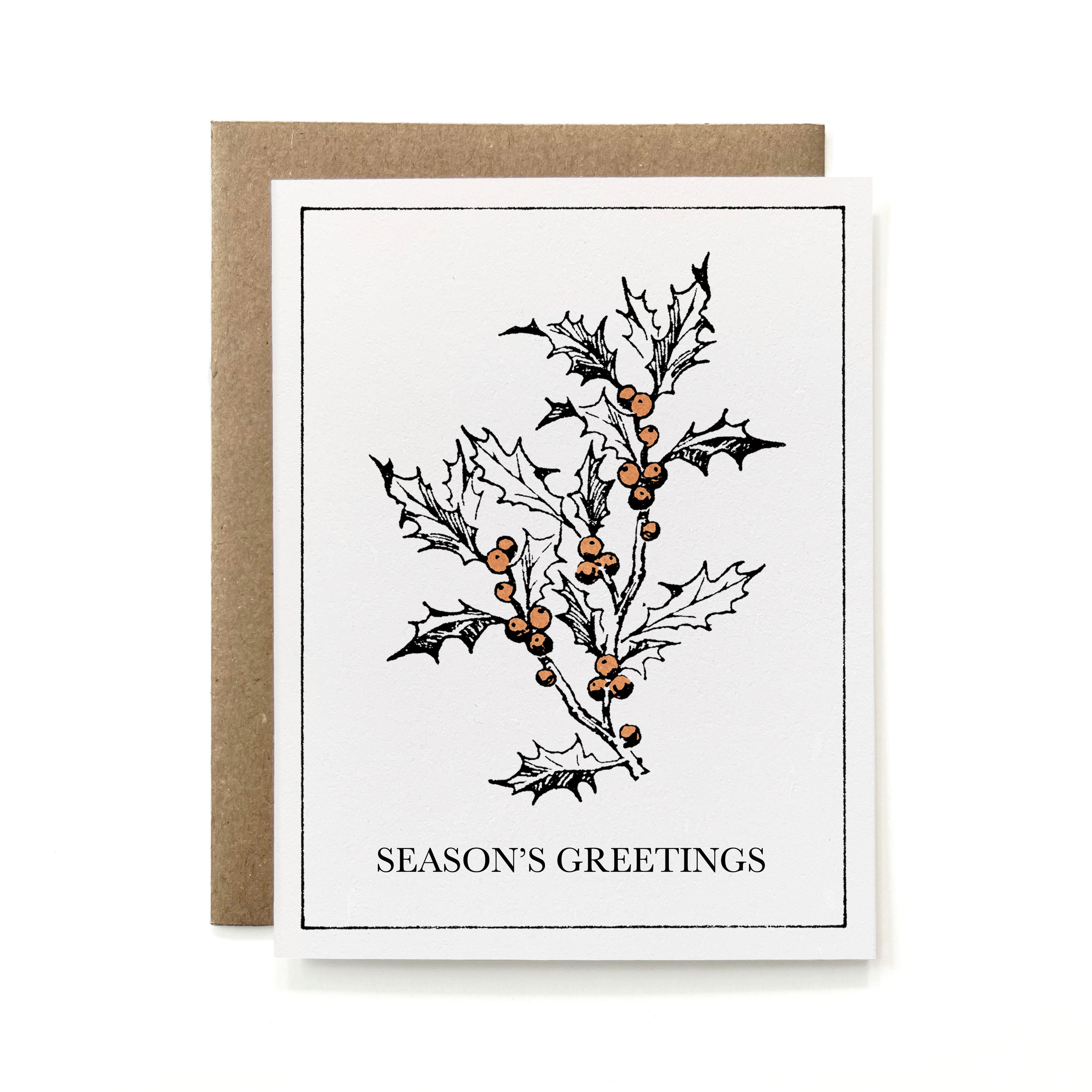 100% Recycled Season's Greetings Card - Painted Holly