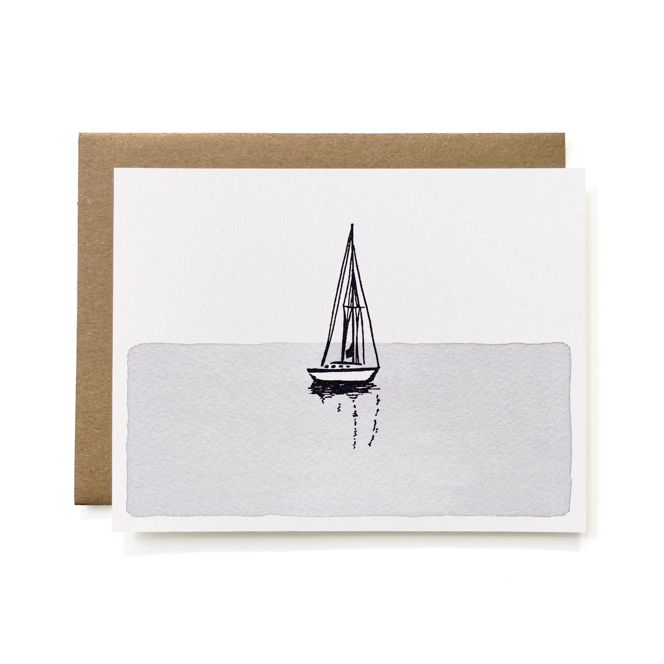 100% Recycled Horizontal Sailboat in Water Card