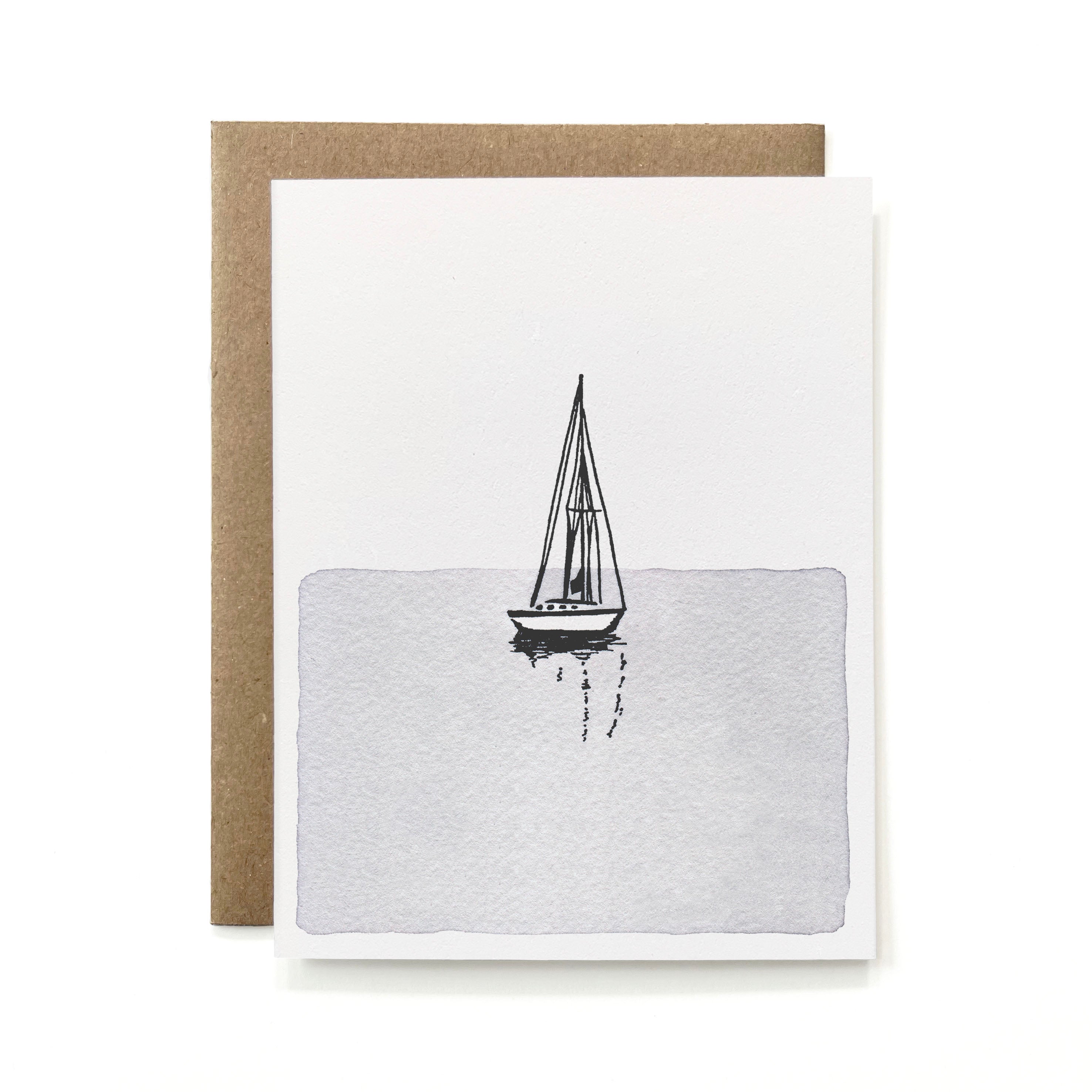 100% Recycled Vertical Sailboat in Water Card