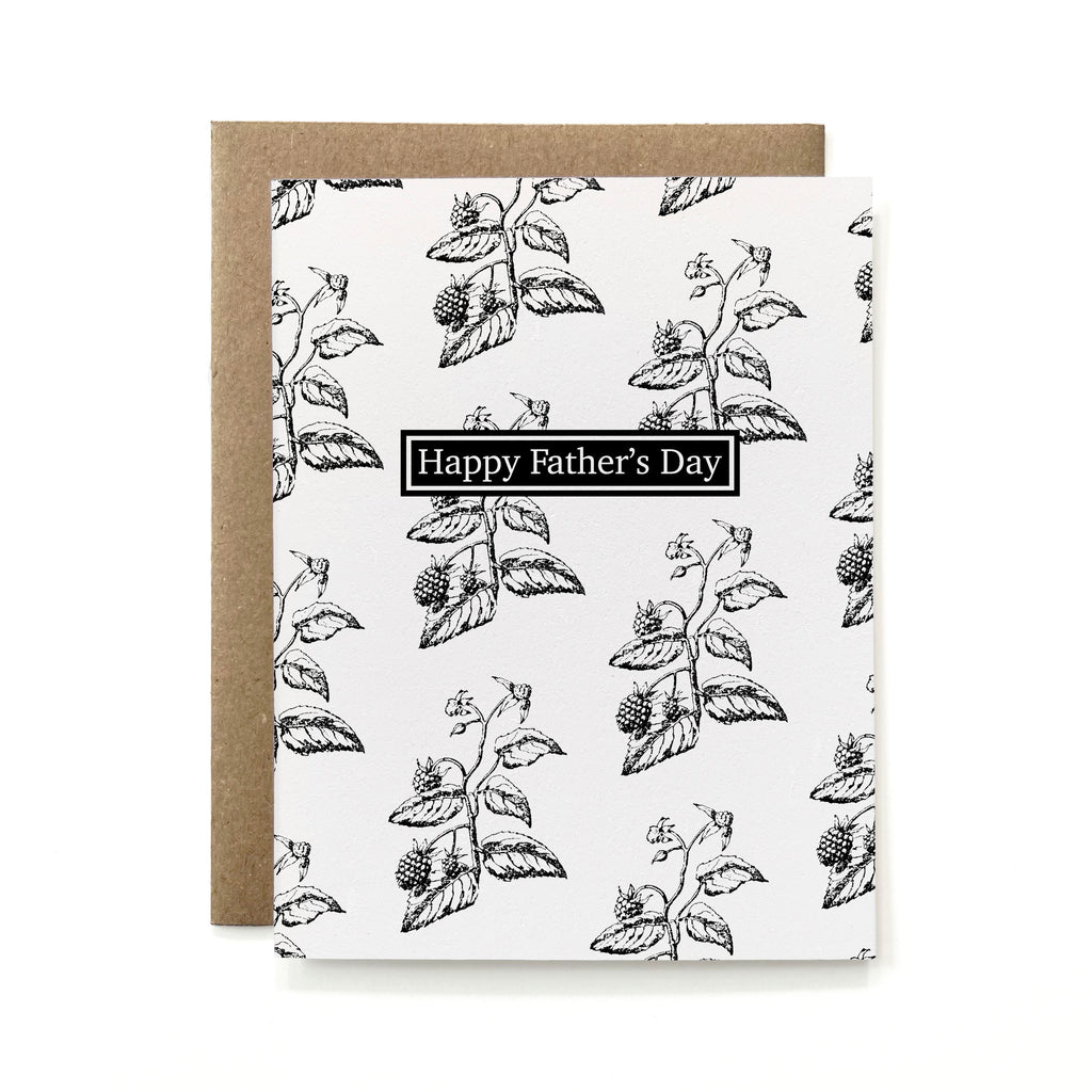 100% Recycled Botanical Father's Day Card - B&W Blackberry