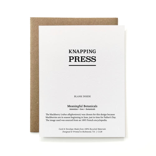100% Recycled Botanical Father's Day Card - B&W Blackberry