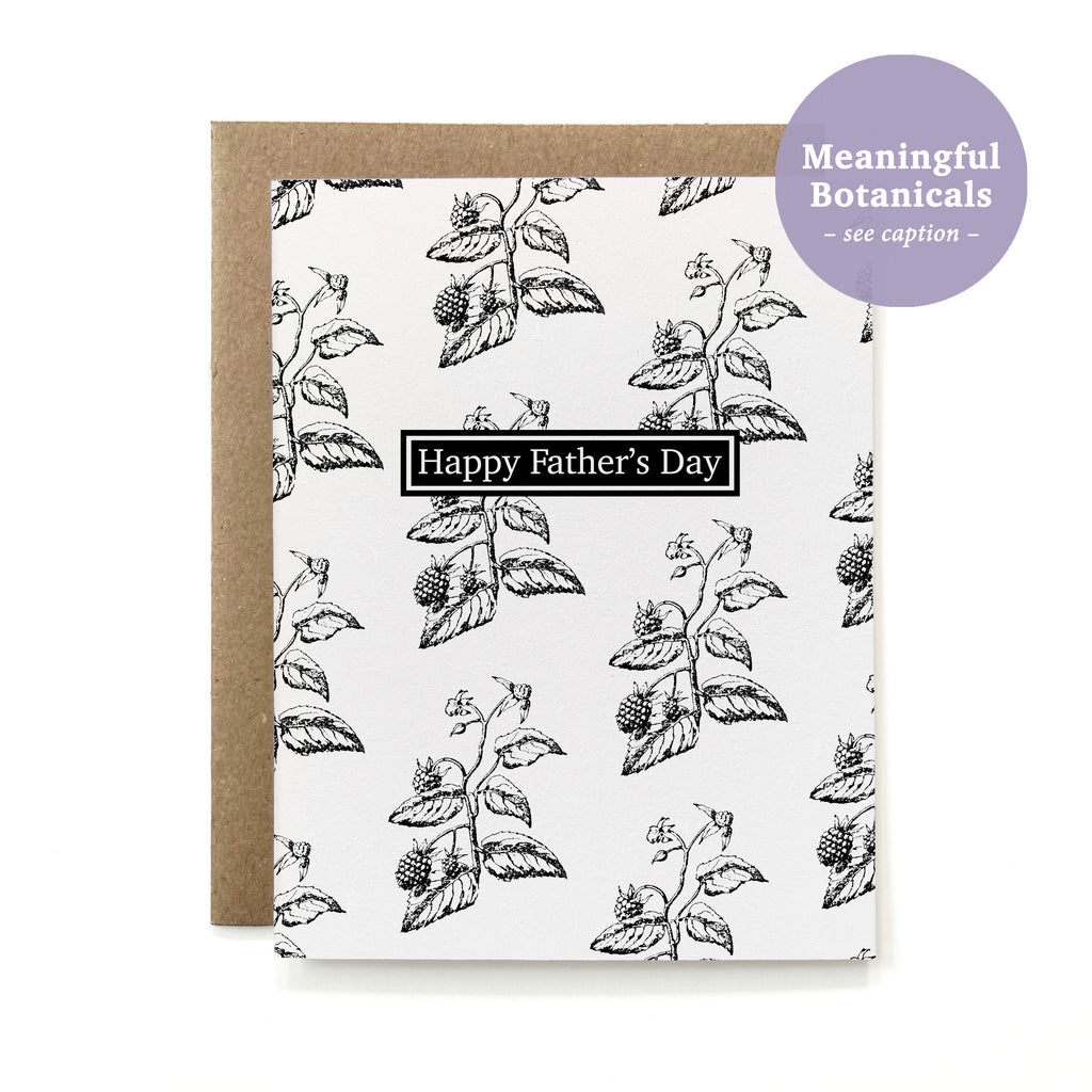 100% Recycled Botanical Father's Day Card - B&W Blackberry
