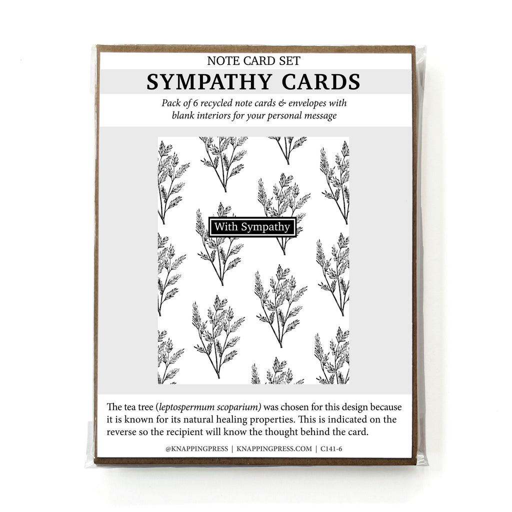 Set of 6 - 100% Recycled Sympathy Cards - Tea Tree