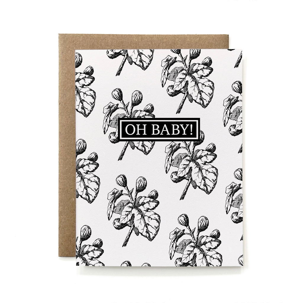100% Recycled Botanical New Baby Congratulations Card - Fig