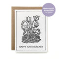 100% Recycled Botanical Anniversary Card - B&W Cyclamen