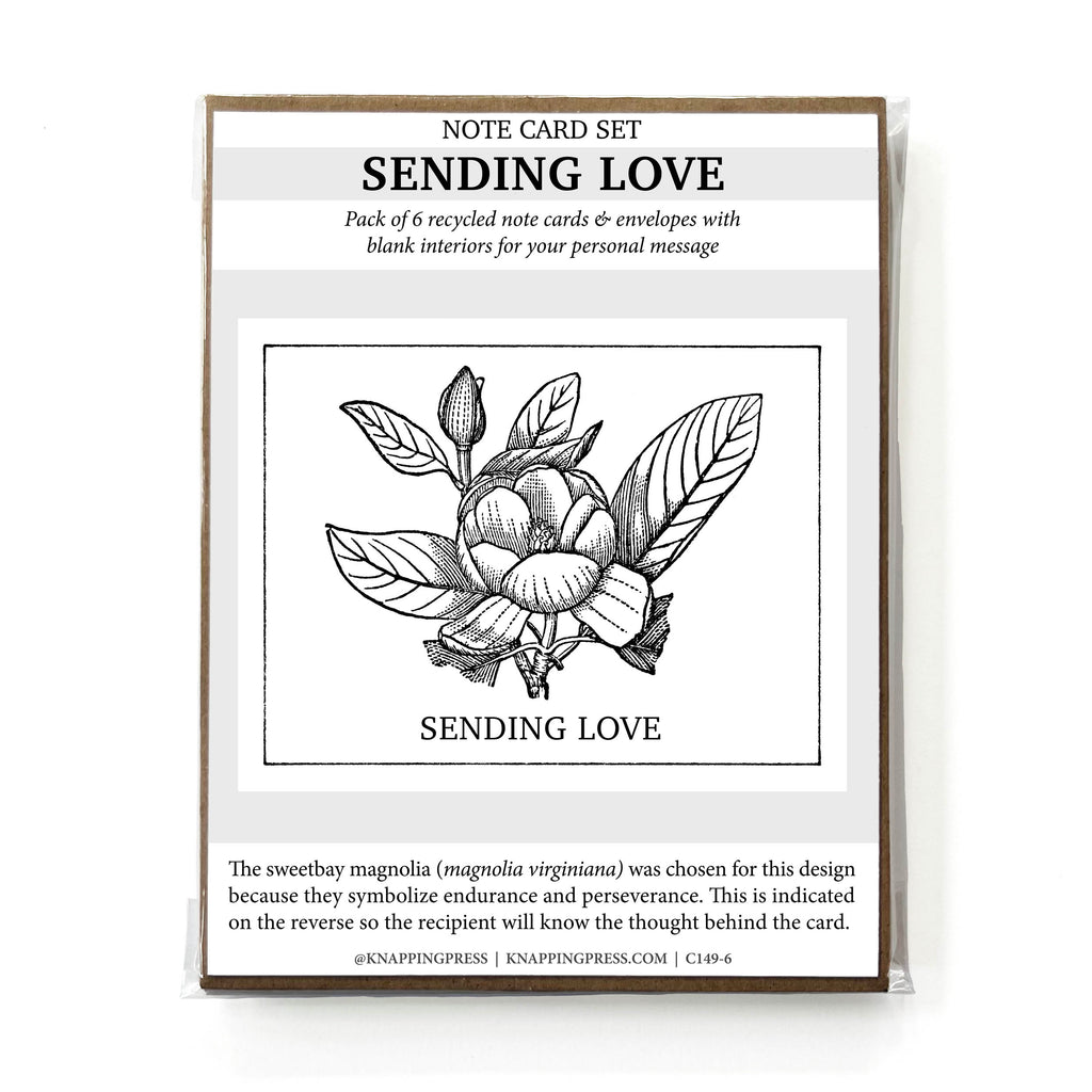 Set of 6 - 100% Recycled Sending Love Cards - Magnolia