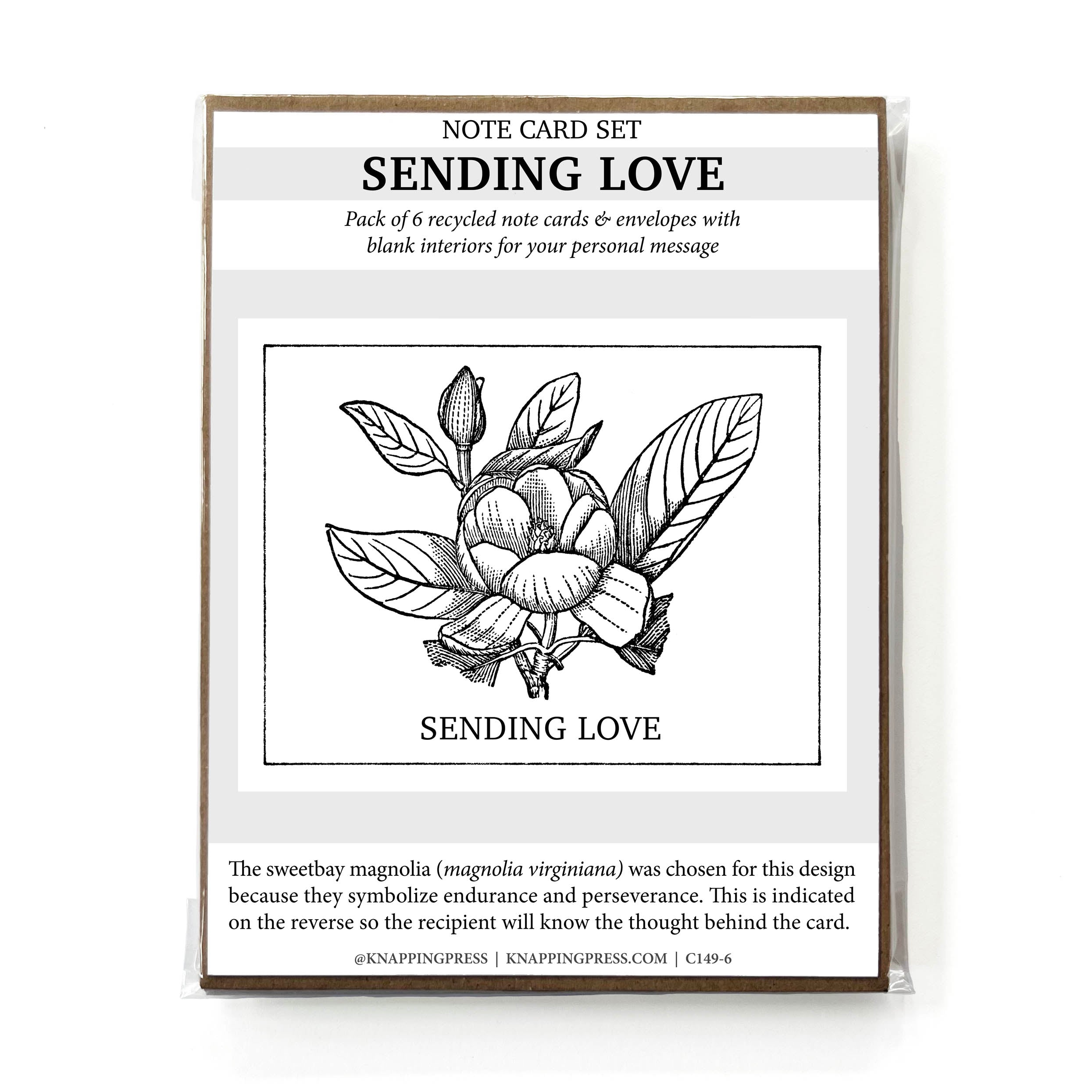 Set of 6 - 100% Recycled Sending Love Cards - Magnolia