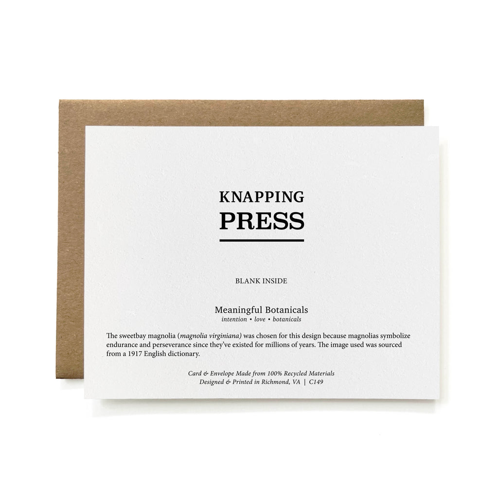 100% Recycled Botanical Sending Love Card - B&W Magnolia
