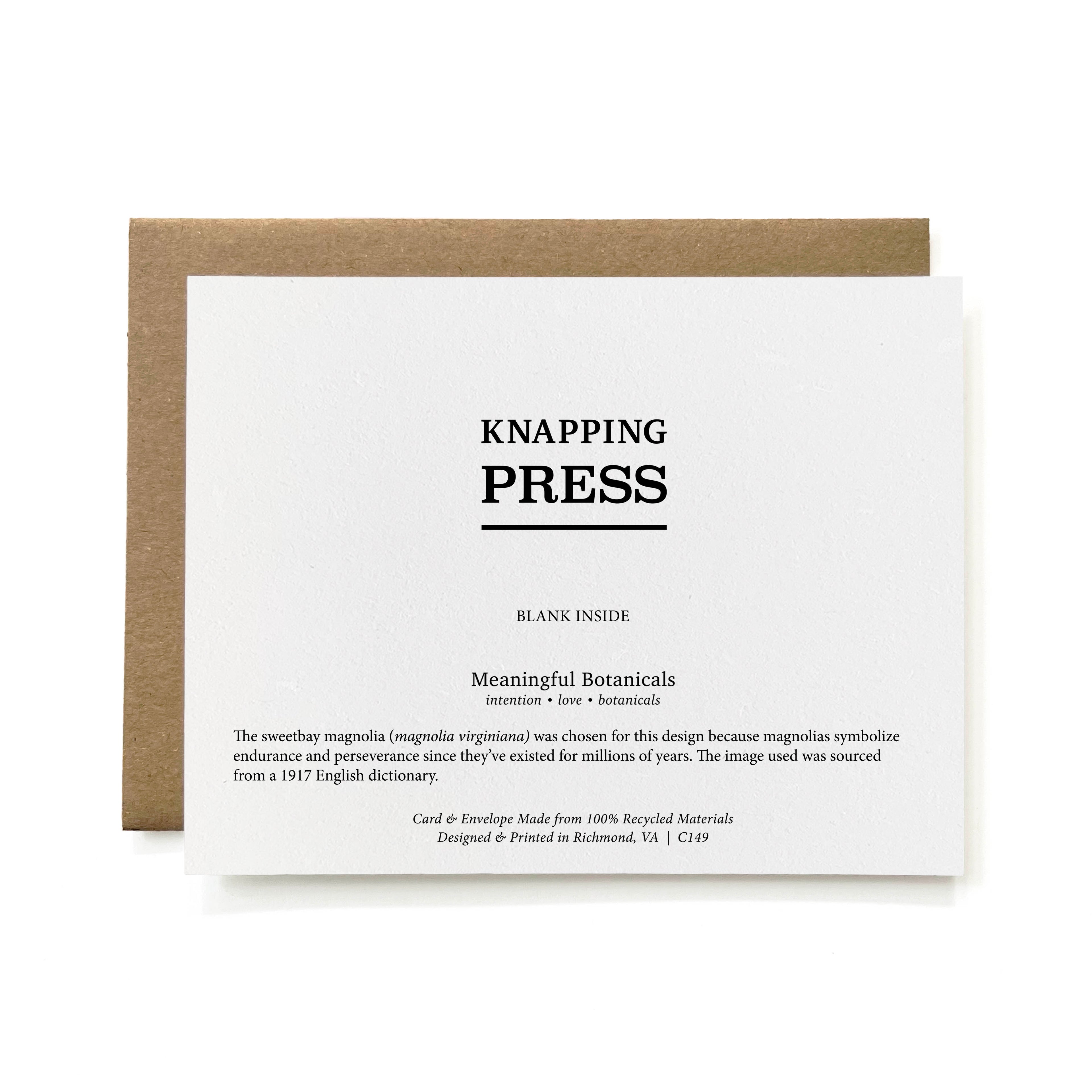 100% Recycled Botanical Sending Love Card - B&W Magnolia