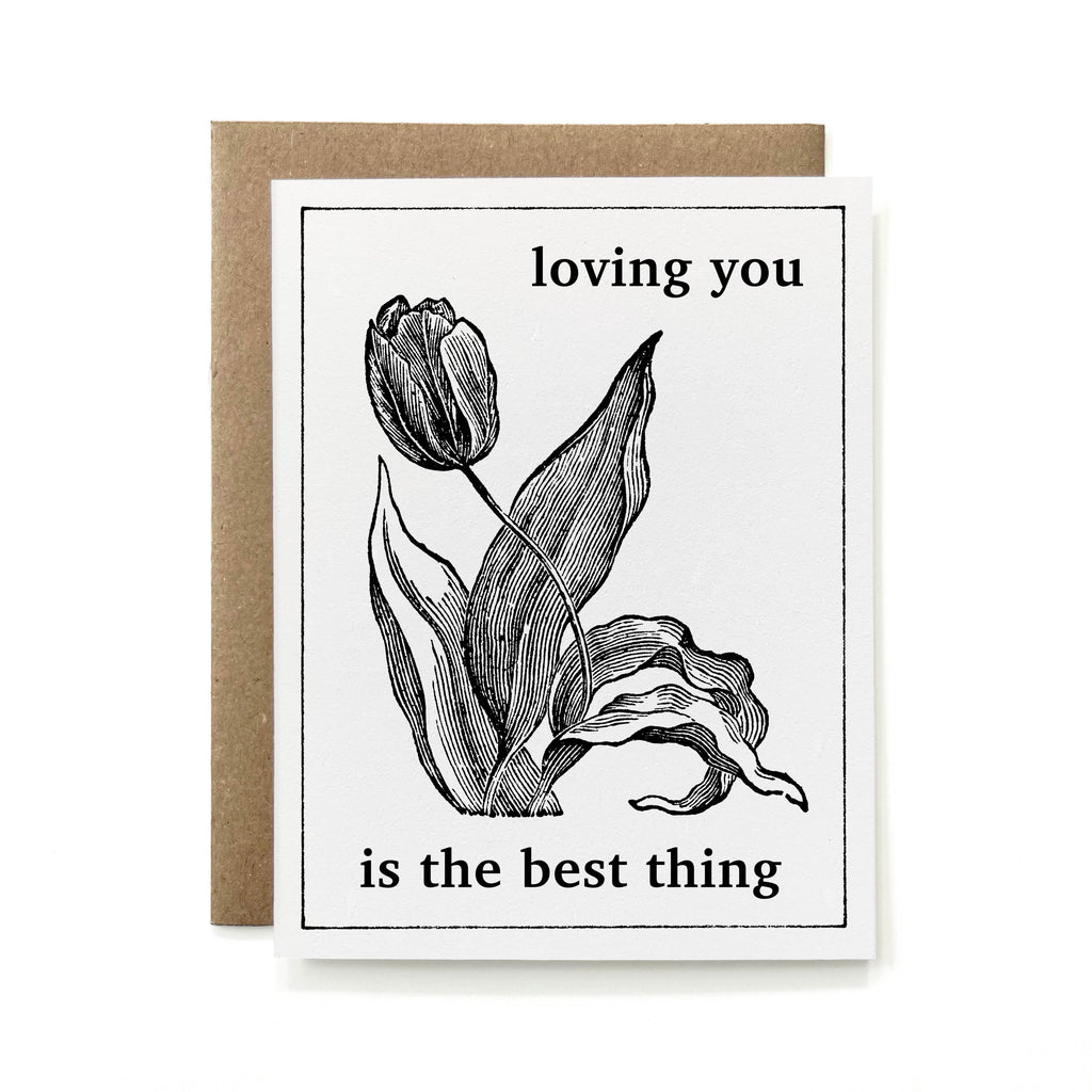 100% Recycled Loving You is the Best Thing Card - B&W Tulip