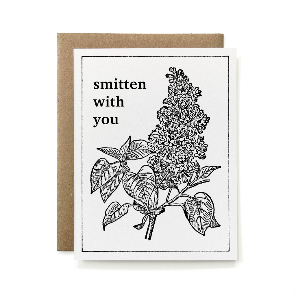 100% Recycled Botanical Smitten With You Card - B&W Lilac