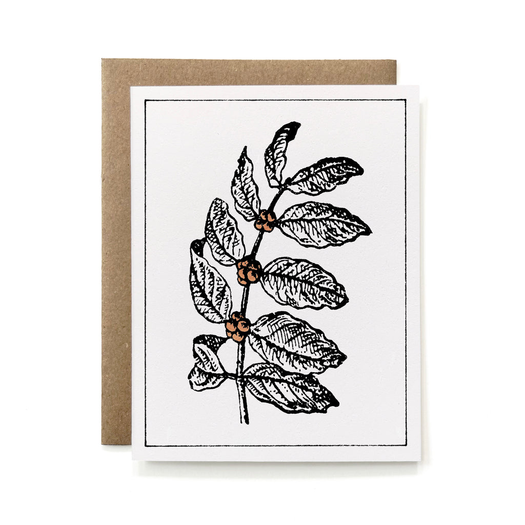 100% Recycled Painted Botanical Card - Coffee