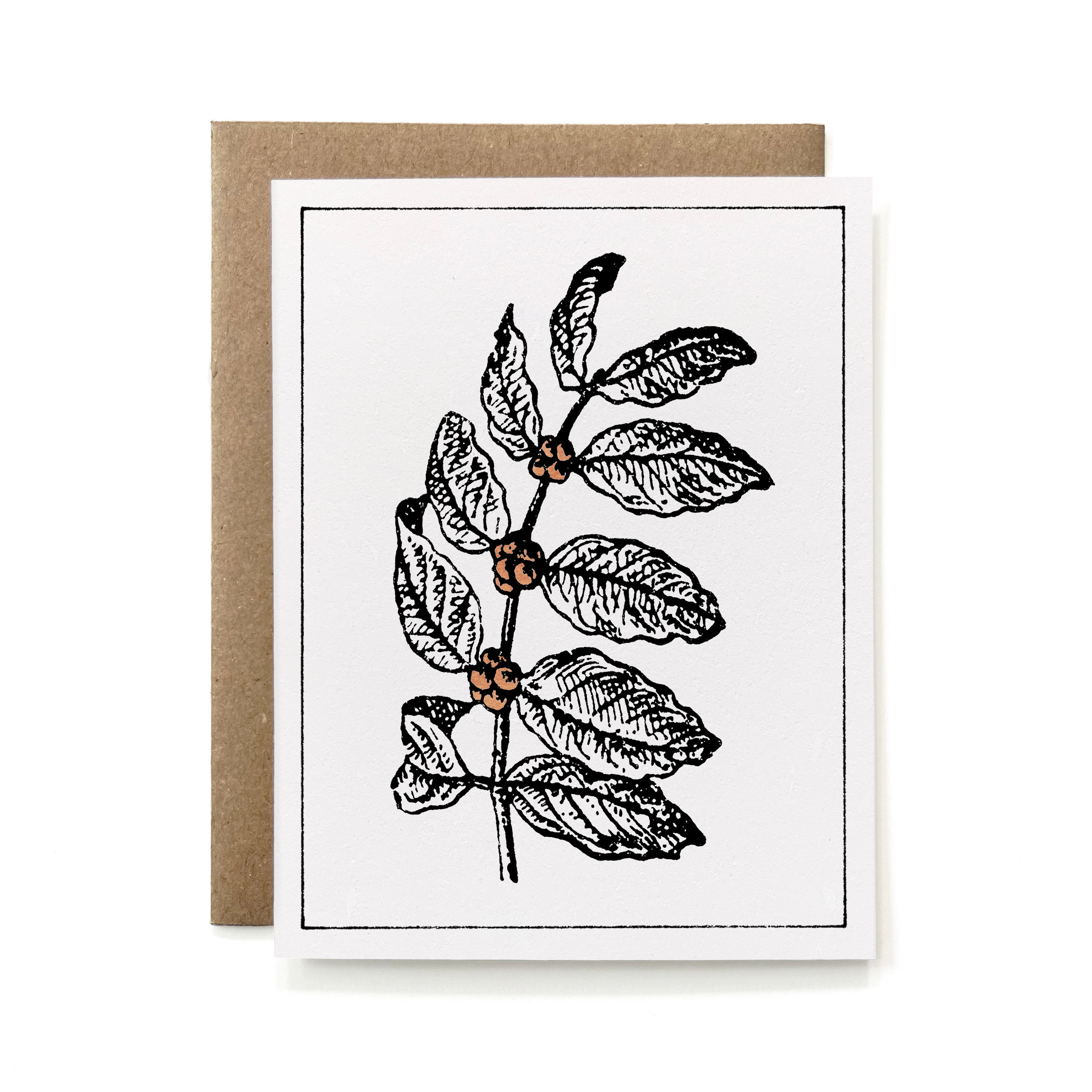 100% Recycled Painted Botanical Card - Coffee