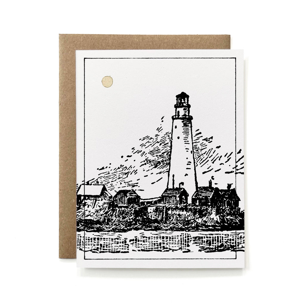 100% Recycled Lighthouse in Boston Harbor Card