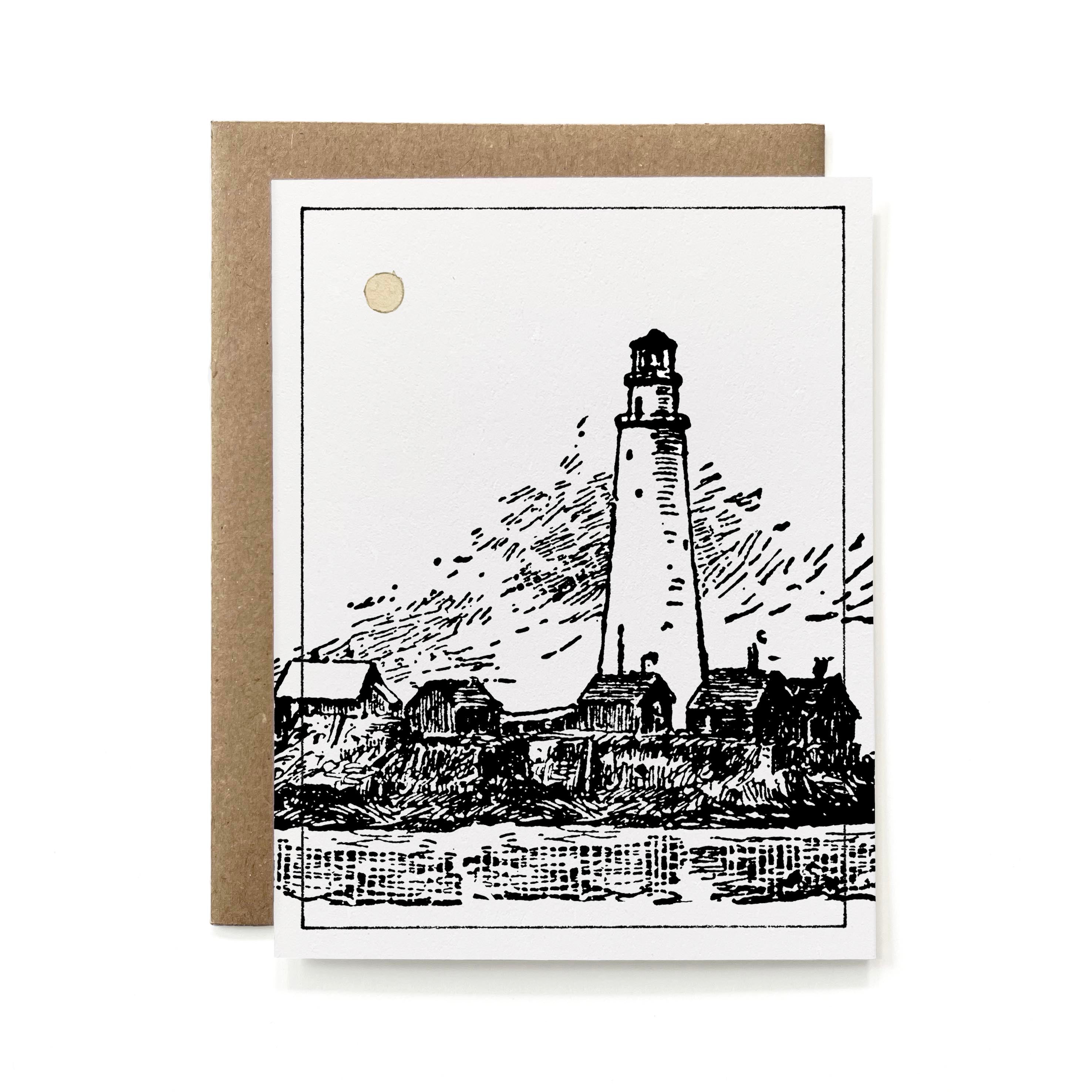 100% Recycled Lighthouse in Boston Harbor Card