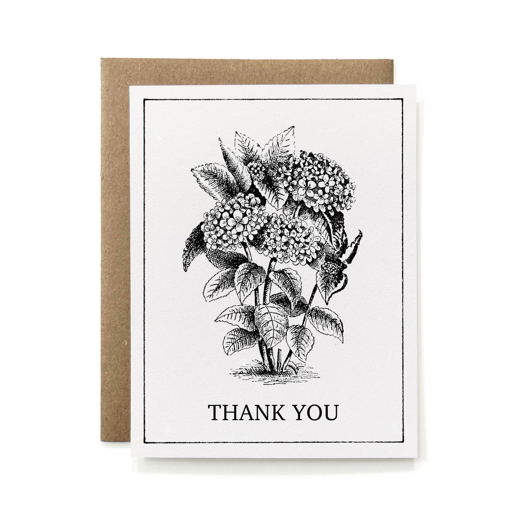 100% Recycled Thank You Card - B&W Hydrangea