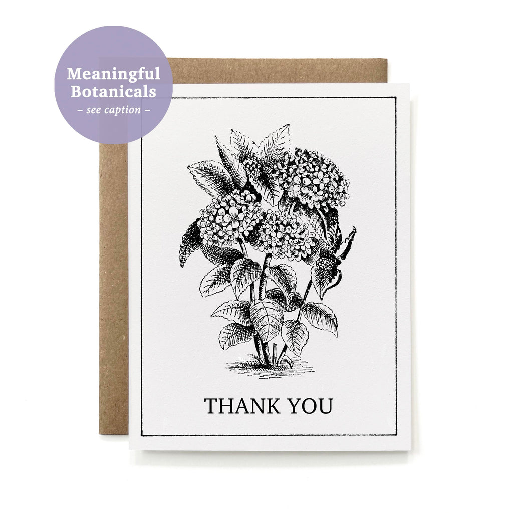 100% Recycled Thank You Card - B&W Hydrangea