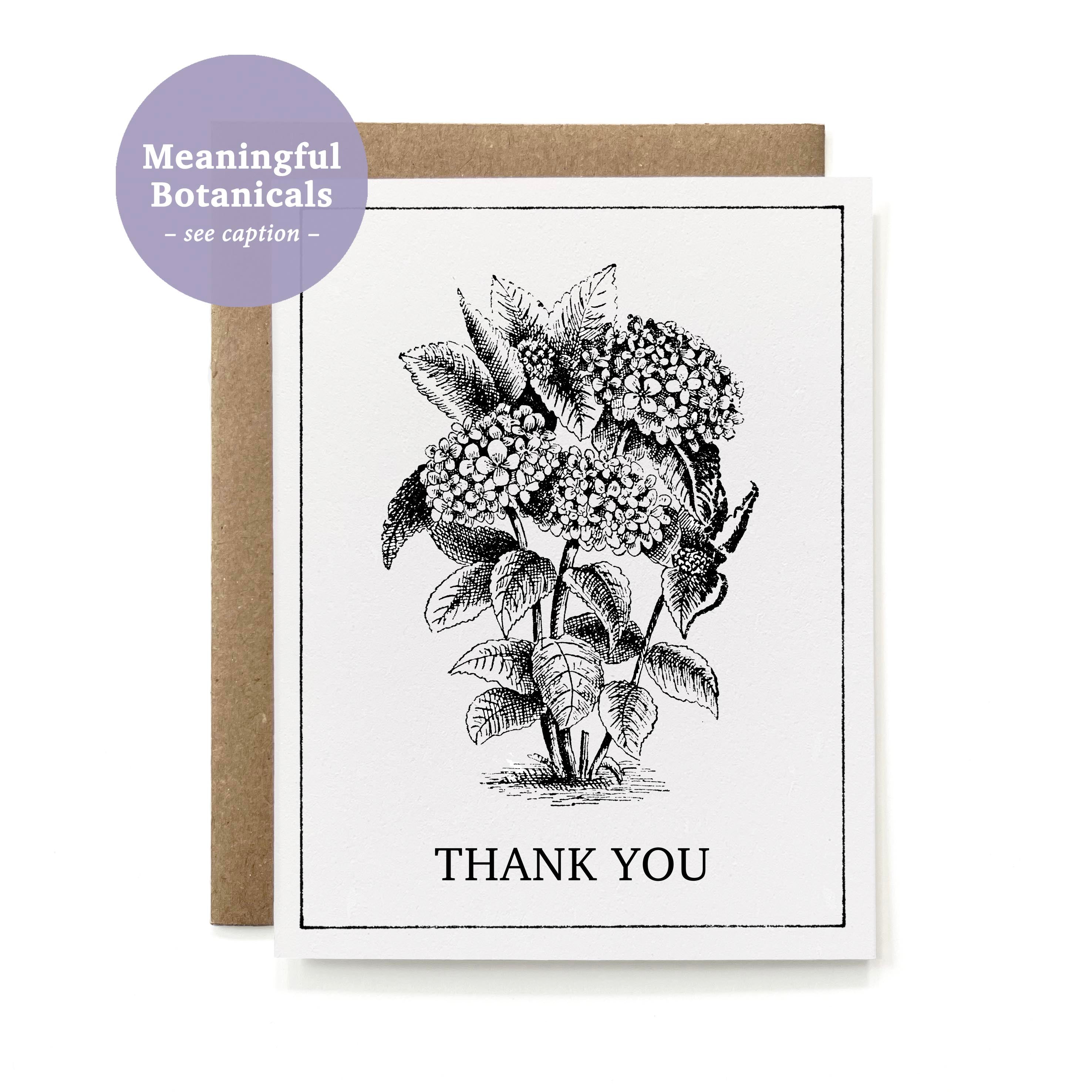100% Recycled Thank You Card - B&W Hydrangea