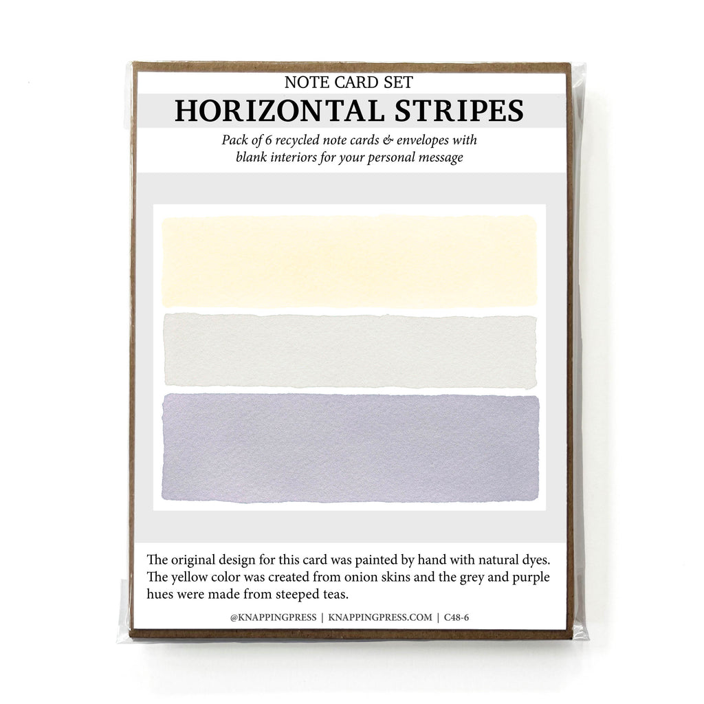 Set of 6 - 100% Recycled Note Cards - Horizontal Stripes