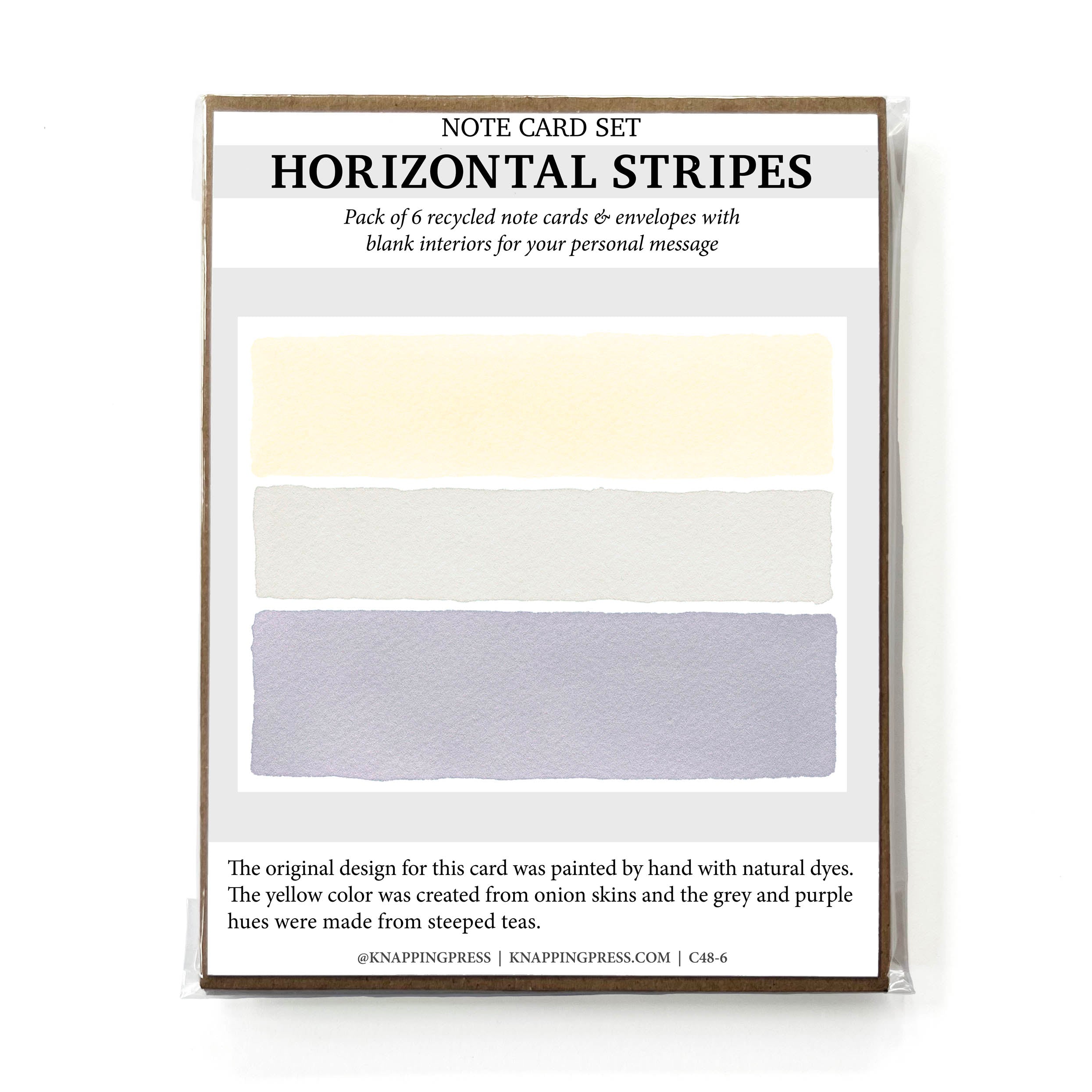 Set of 6 - 100% Recycled Note Cards - Horizontal Stripes