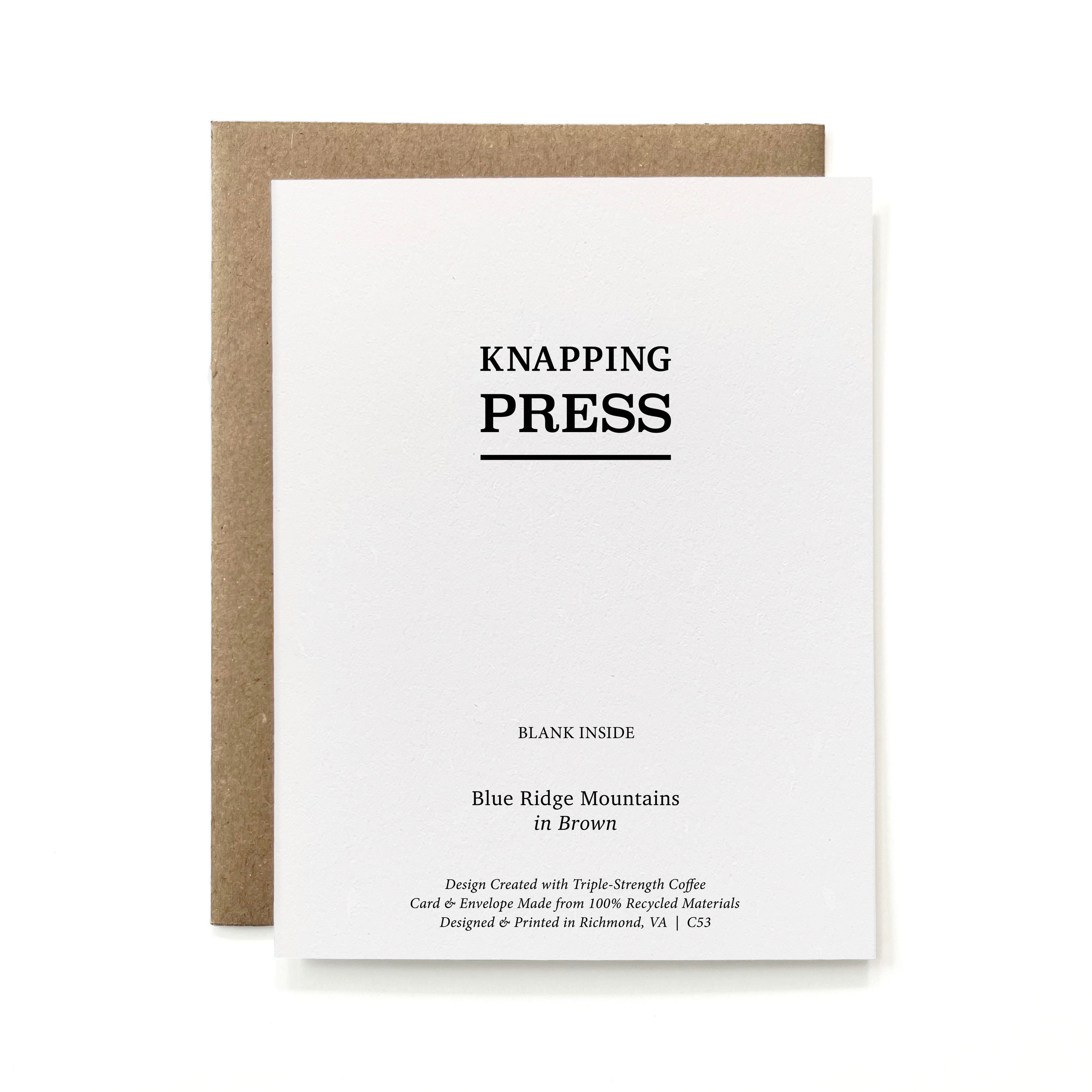 100% Recycled Blue Ridge Mountains in Brown Card