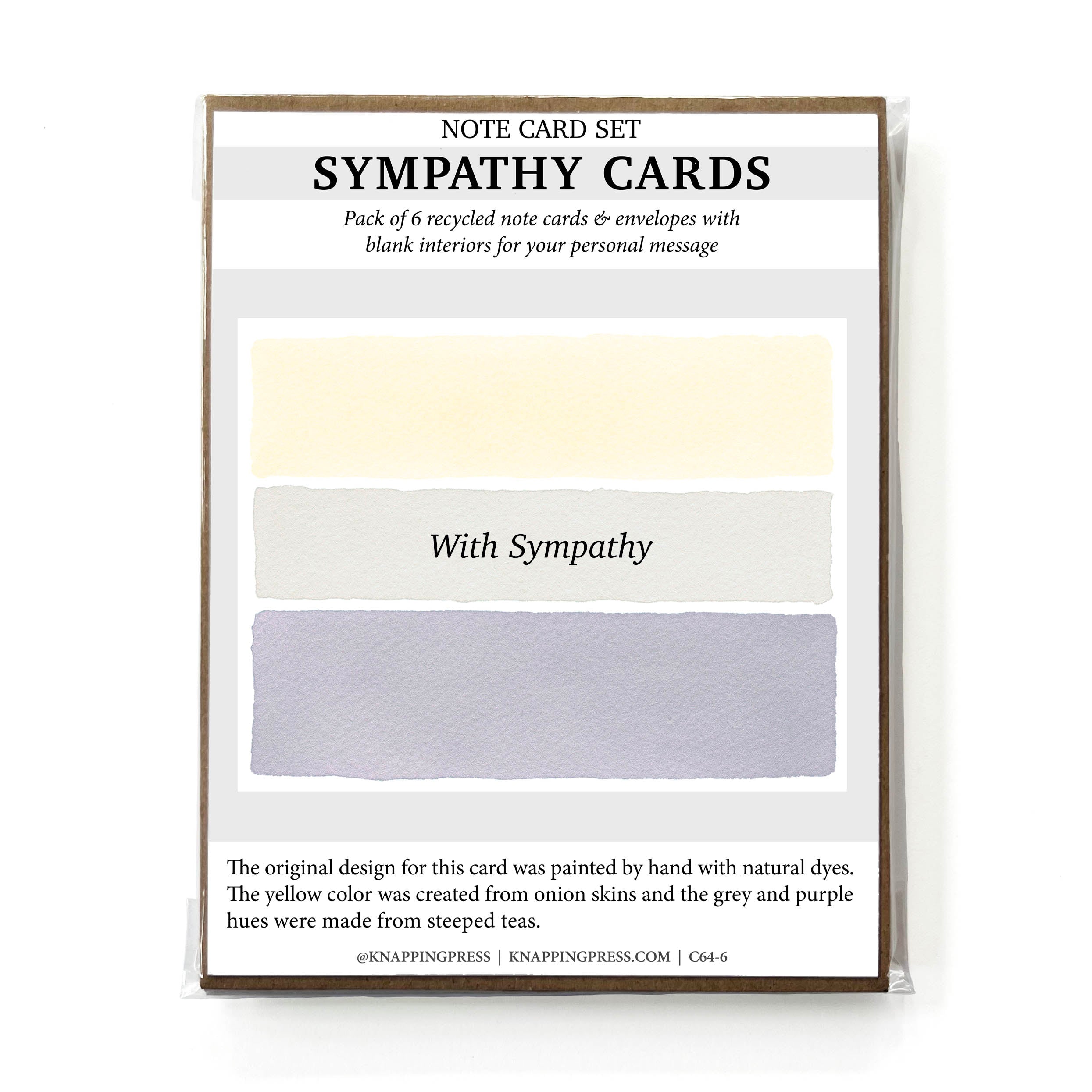 Set of 6 - 100% Recycled Sympathy Cards - Horizontal Stripes