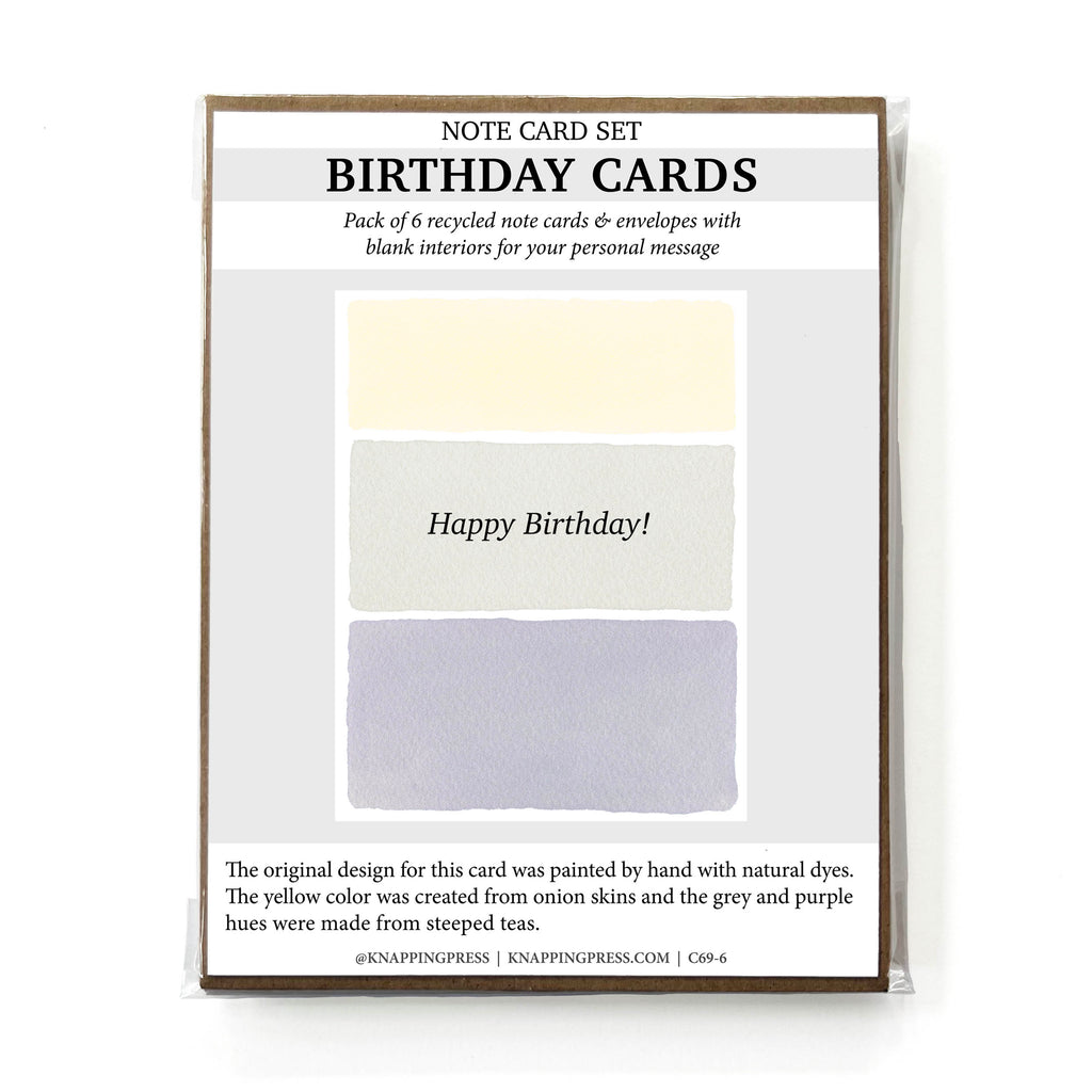 Set of 6 - 100% Recycled Birthday Cards - Vertical Stripes