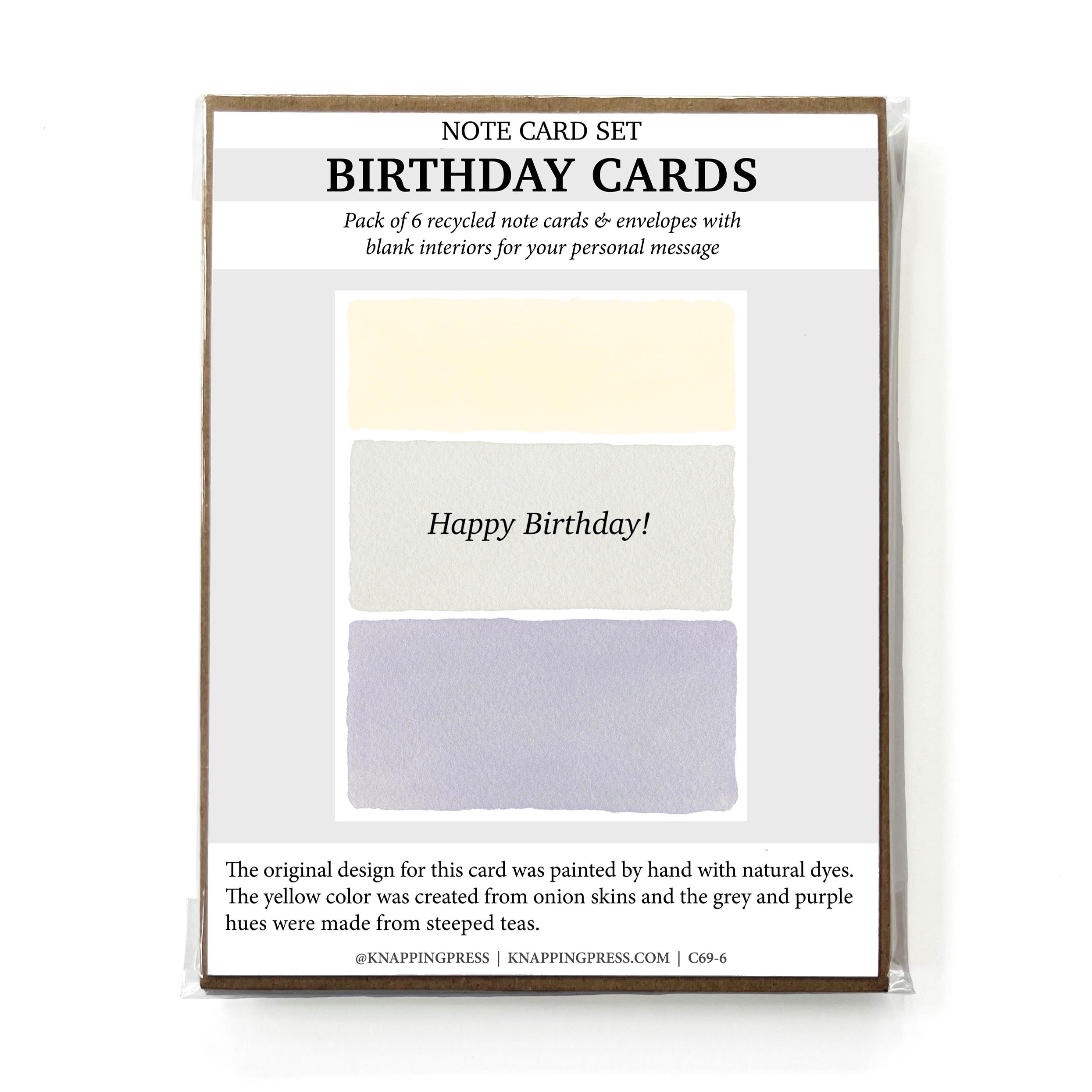 Set of 6 - 100% Recycled Birthday Cards - Vertical Stripes