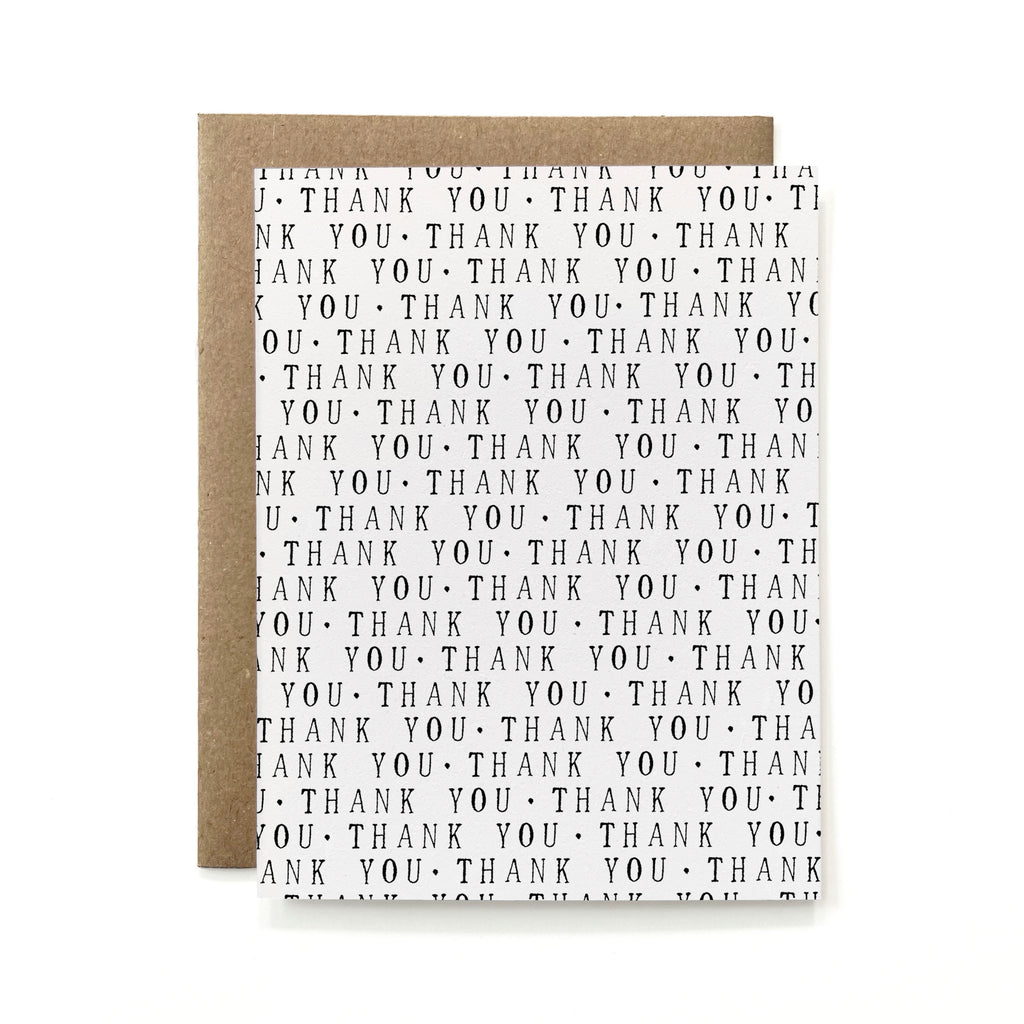 Set of 6 - 100% Recycled Thank You Cards - Minimalist Text