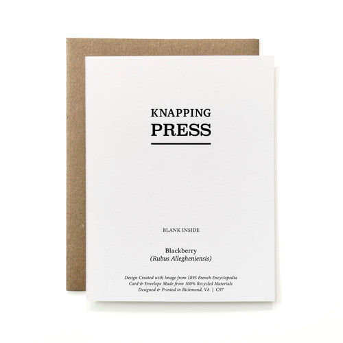 100% Recycled B&W Botanical Card - Blackberry Plant