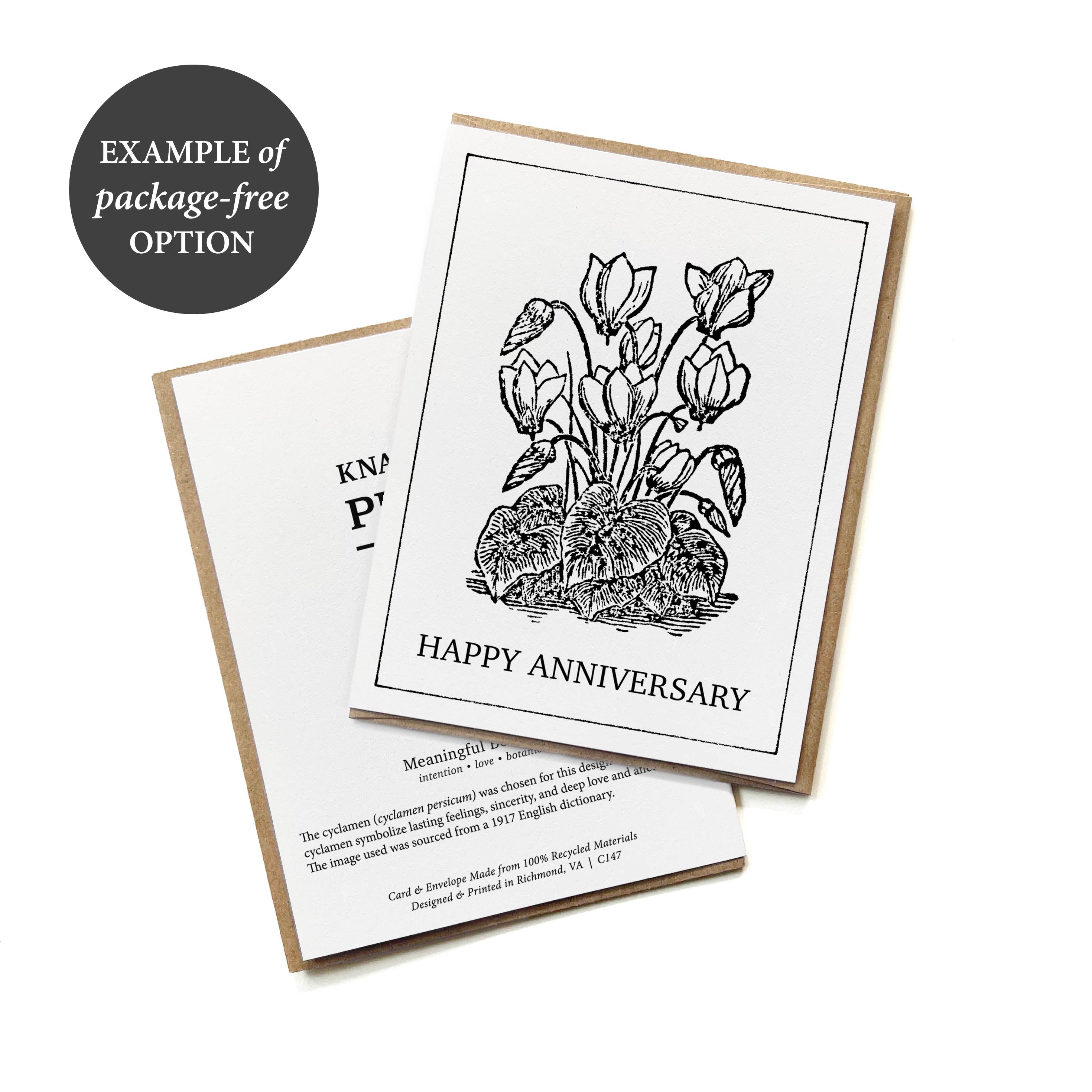 100% Recycled Botanical Sympathy Card - B&W Tea Tree