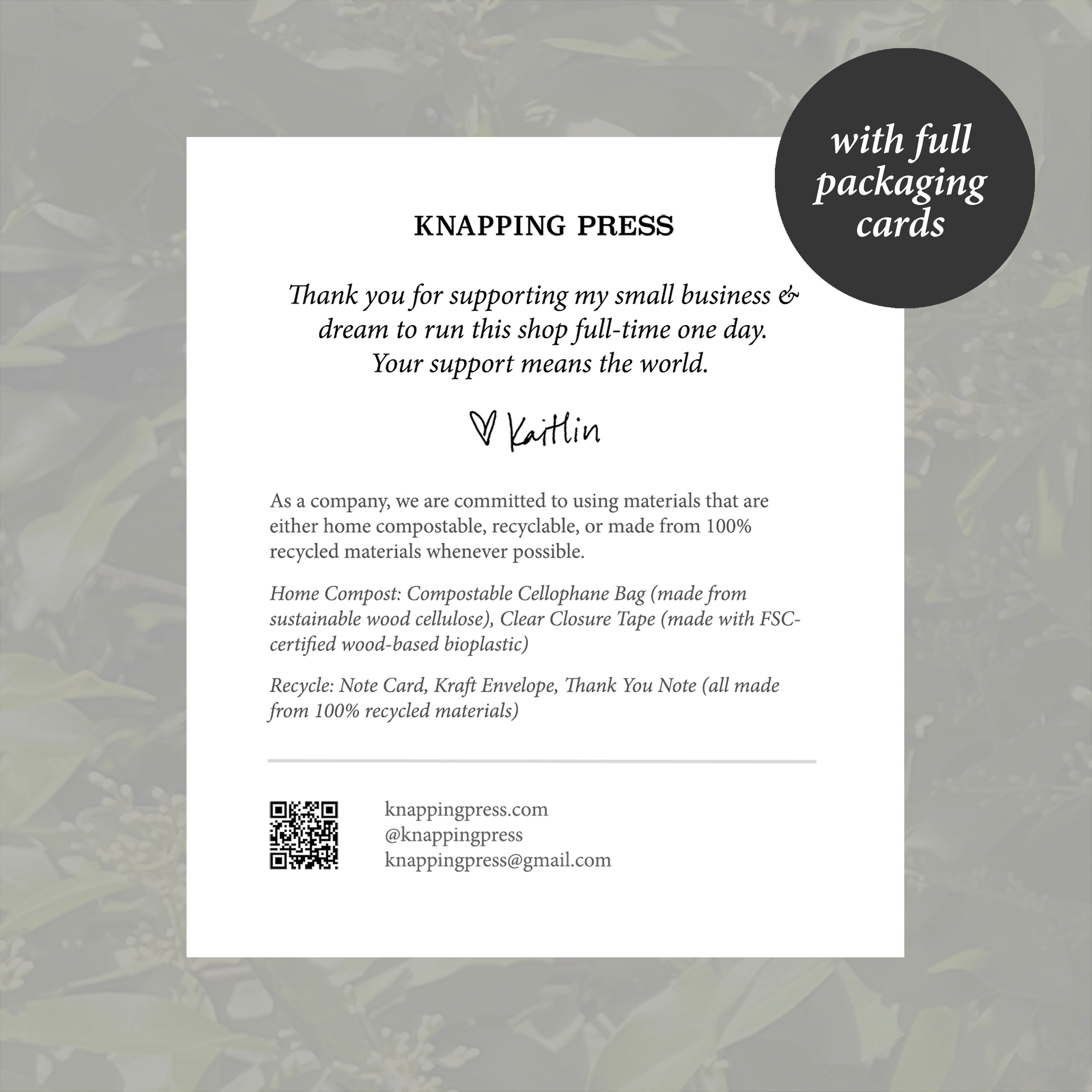 100% Recycled RVA Botanicals Card