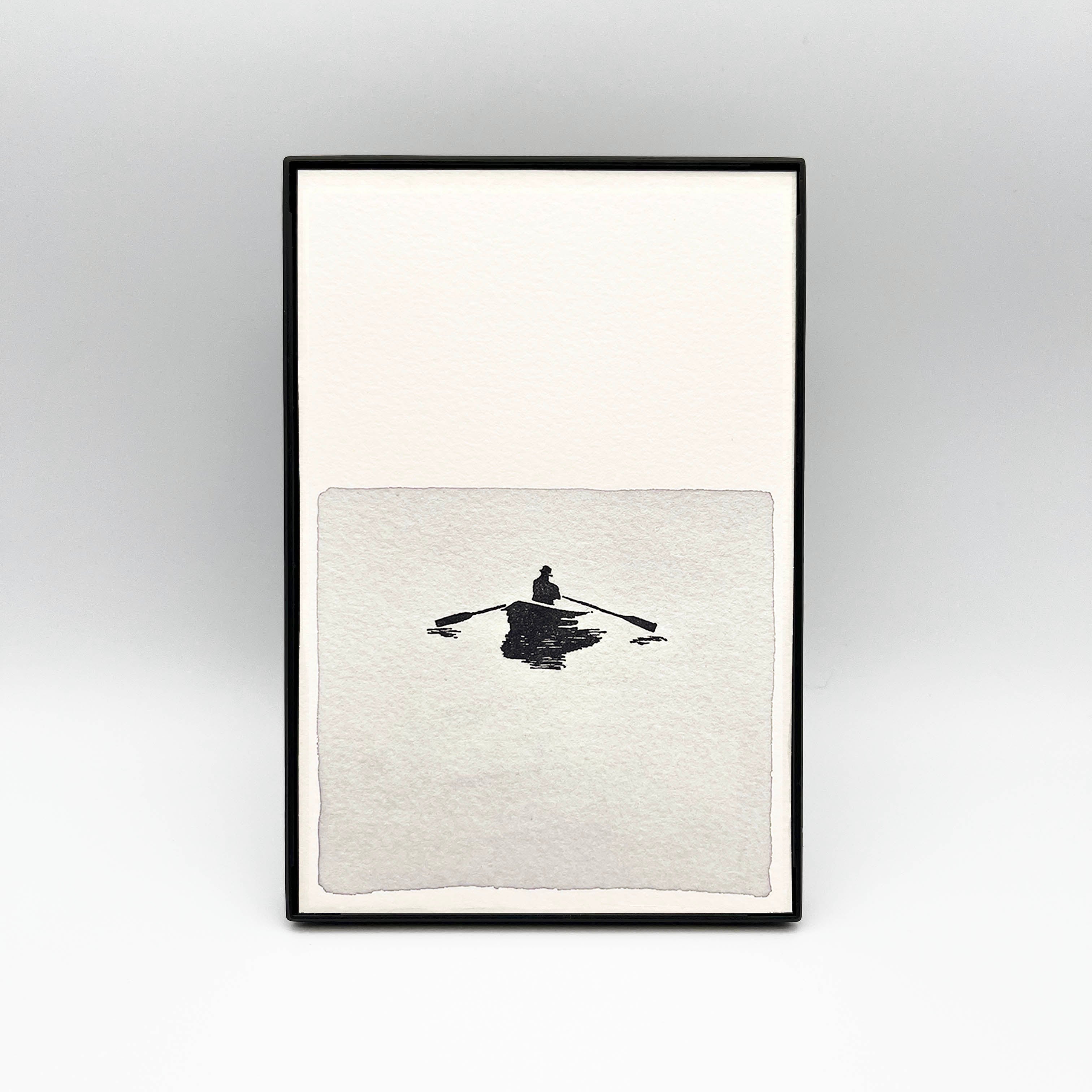 4 x 6" Vertical Rowboat in Water II Artwork