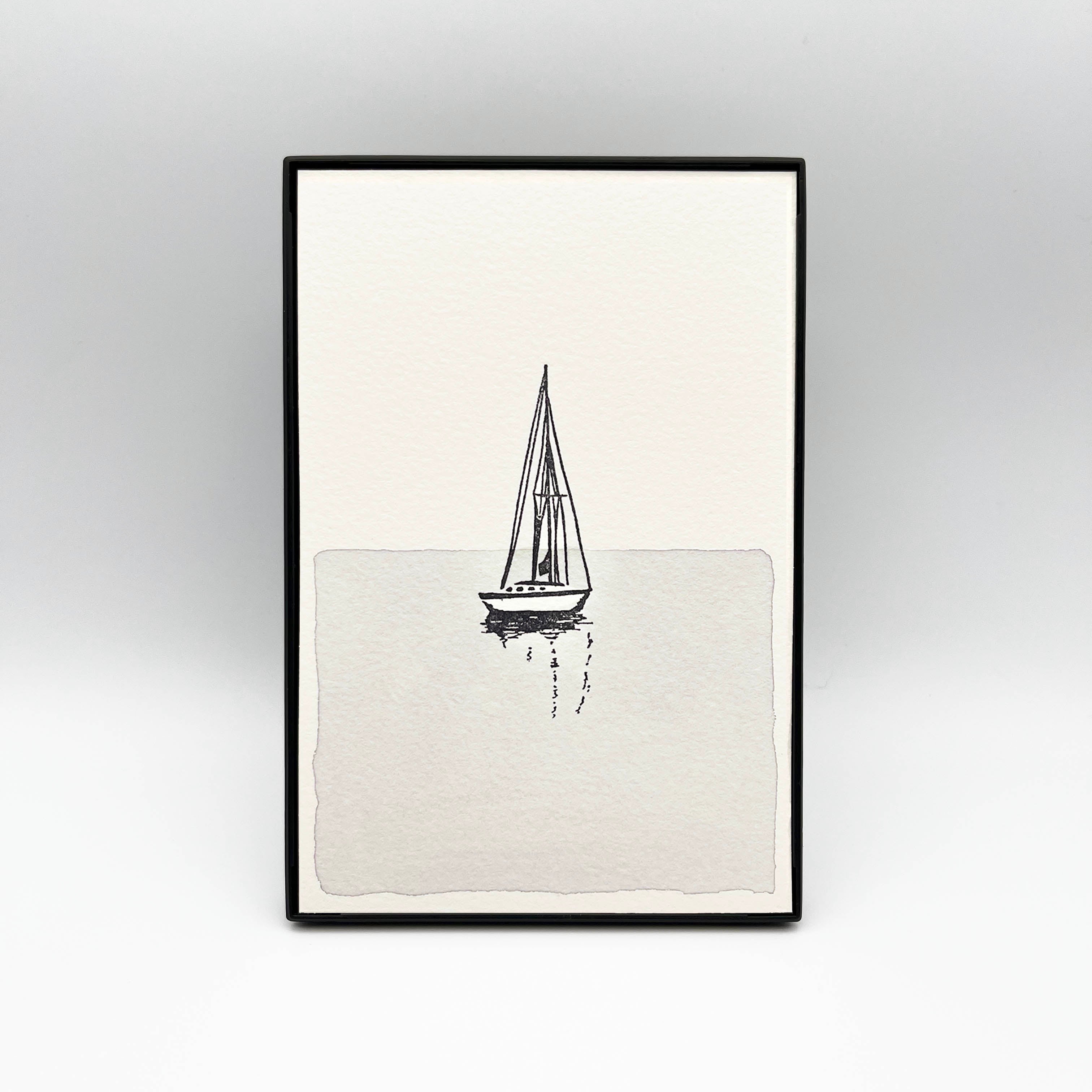 4 x 6" Vertical Sailboat in Water II Artwork