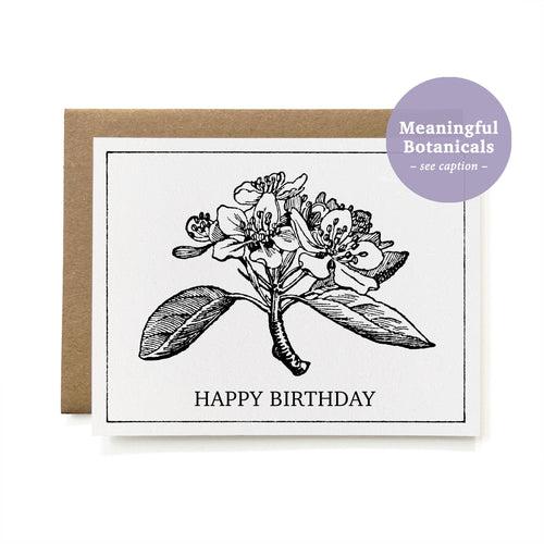 100% Recycled Botanical Birthday Card - B&W Pear Tree