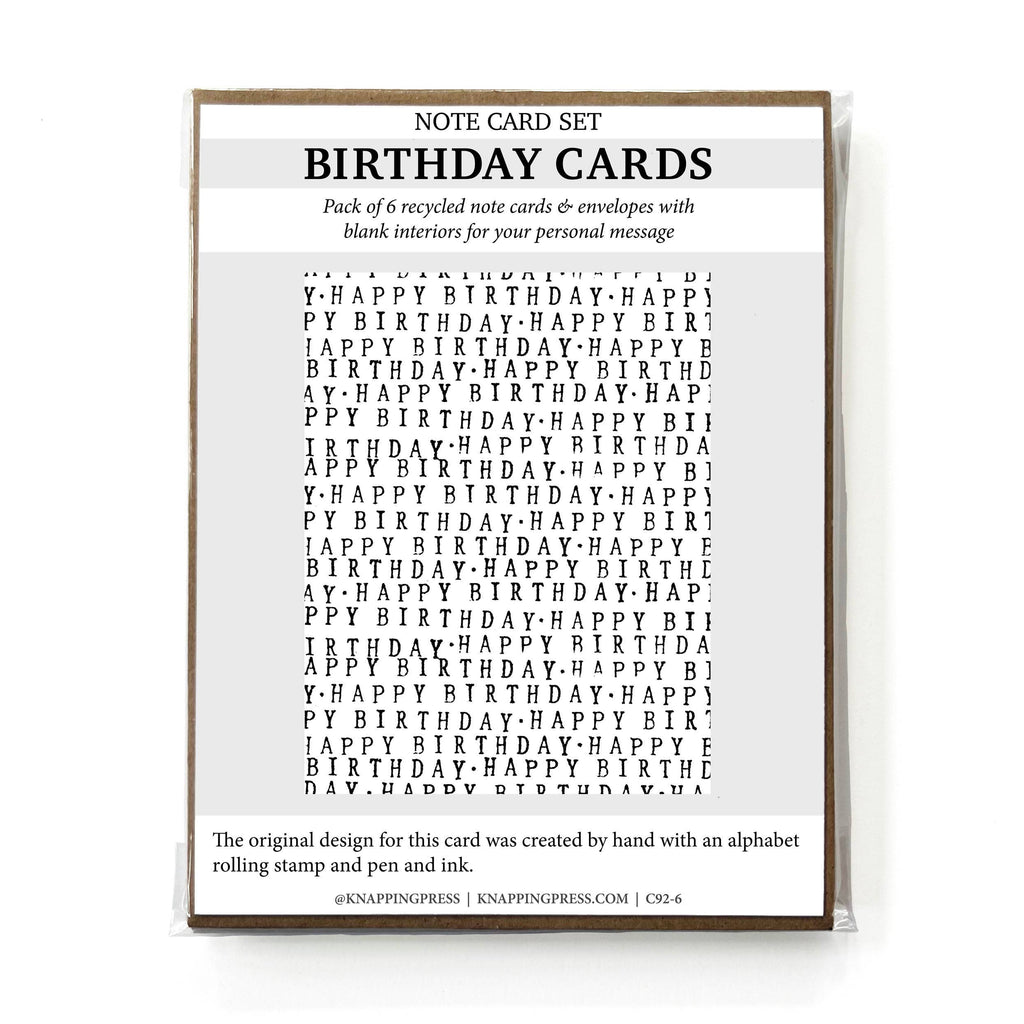 Set of 6 - 100% Recycled Birthday Cards - Minimalist Text